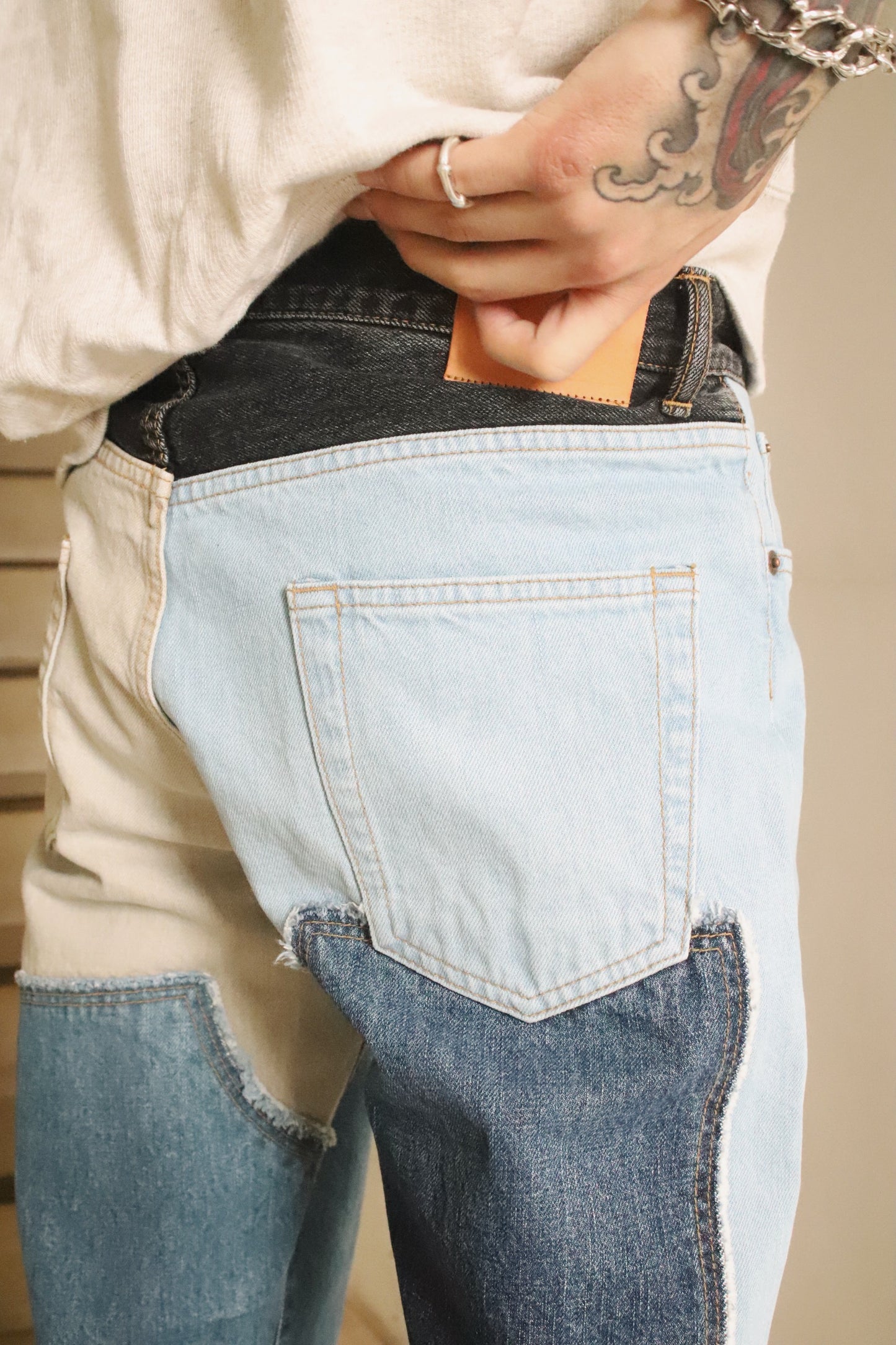 Multi color denim pants
