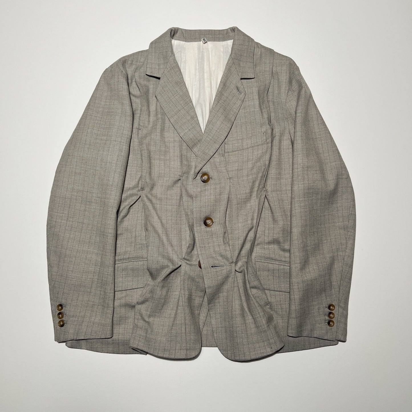 Pleat-detail single-breasted jacket Gray