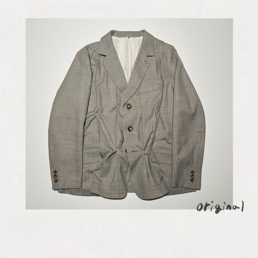 Pleat-detail single-breasted jacket Gray