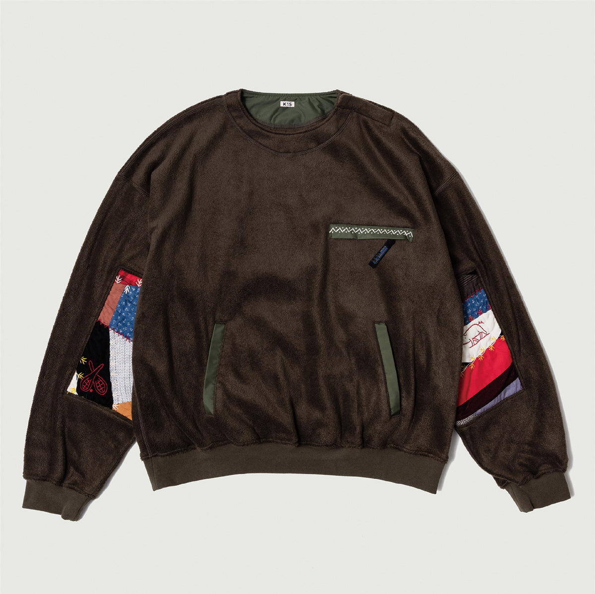 Quilt fleece pullover Khaki