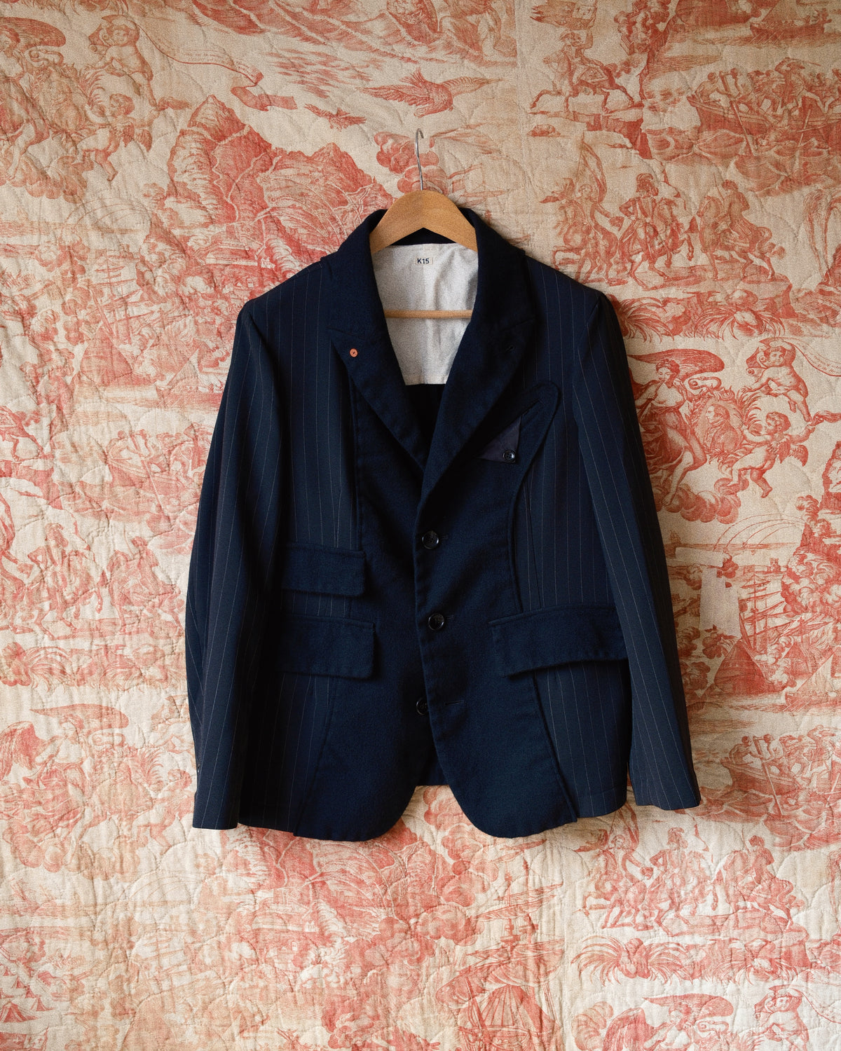 Combination boiled wool blazer Black