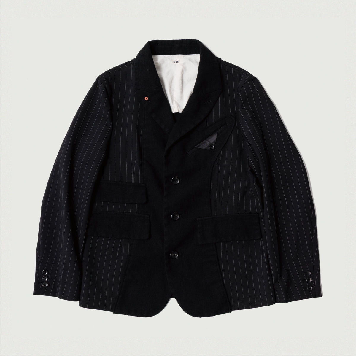 Combination boiled wool blazer Black