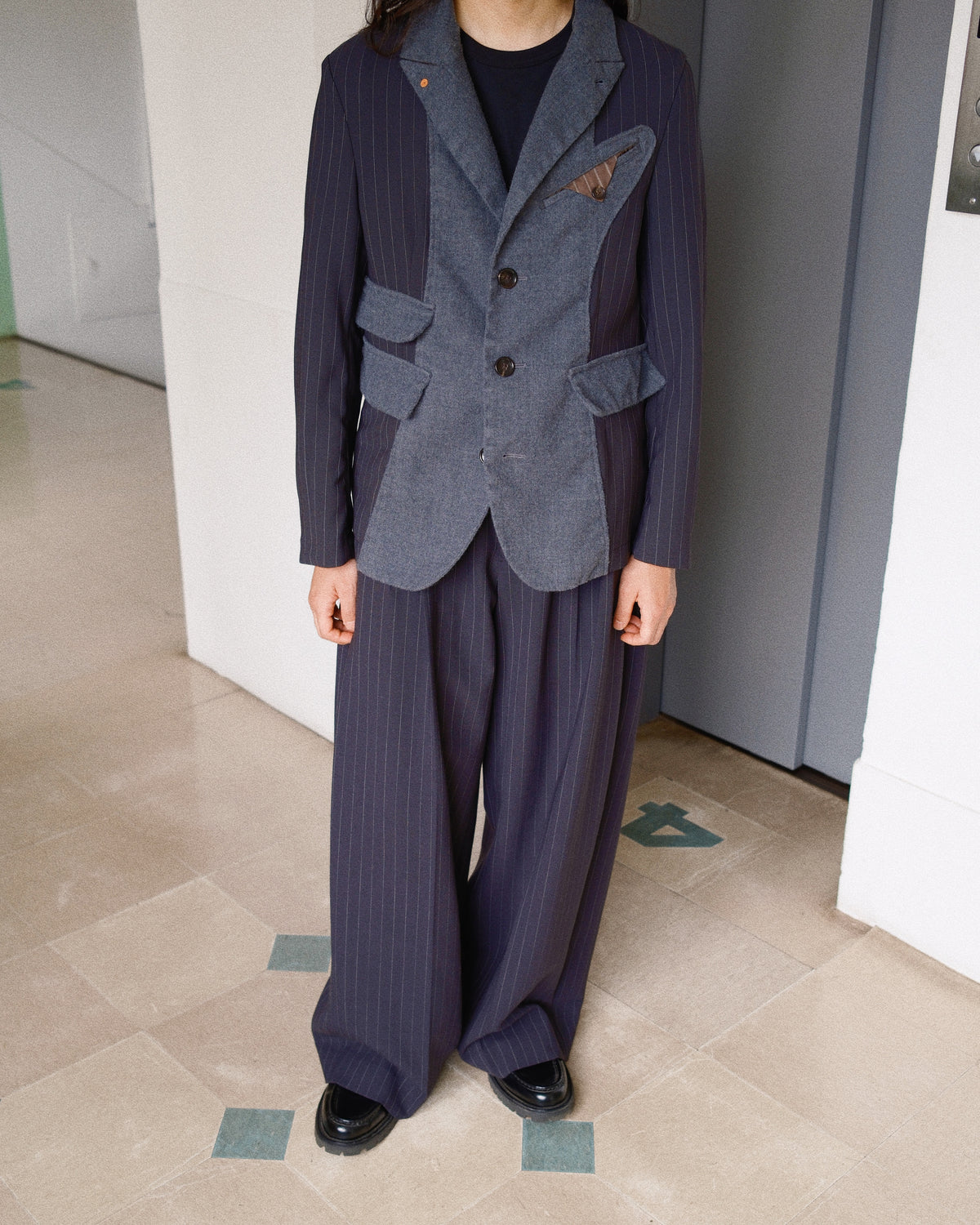 Combination boiled wool blazer Gray