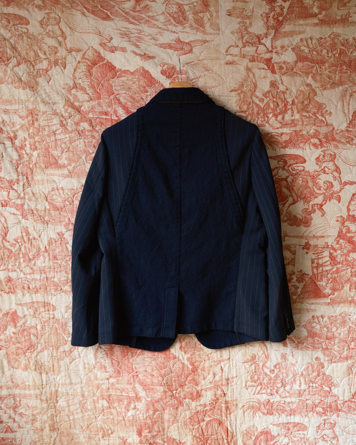 Combination boiled wool blazer Black
