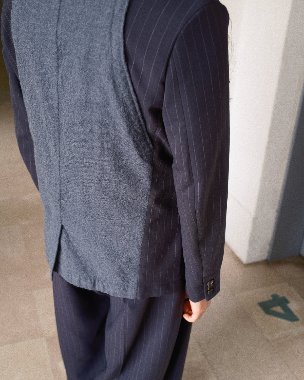 Combination boiled wool blazer Gray