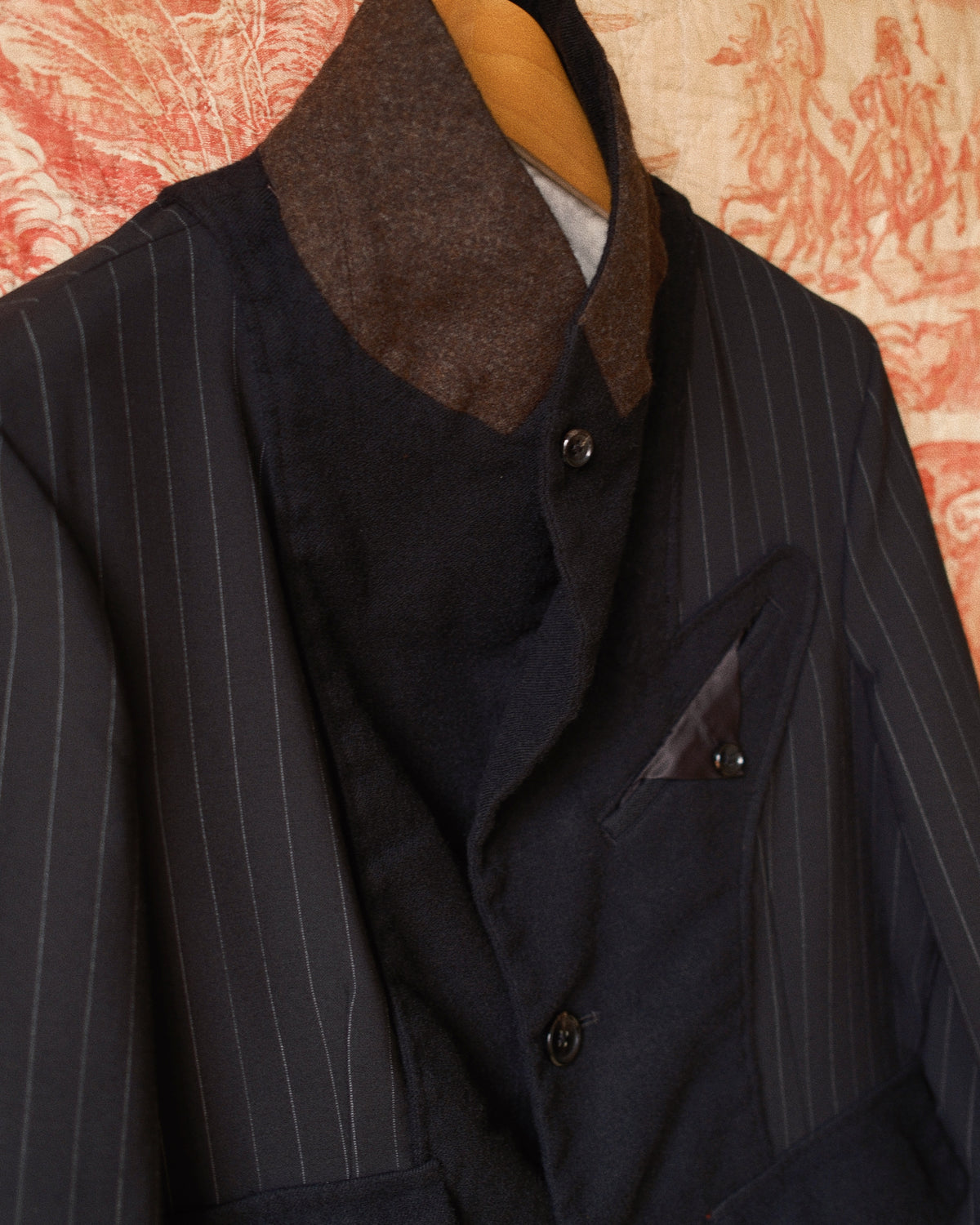 Combination boiled wool blazer Black