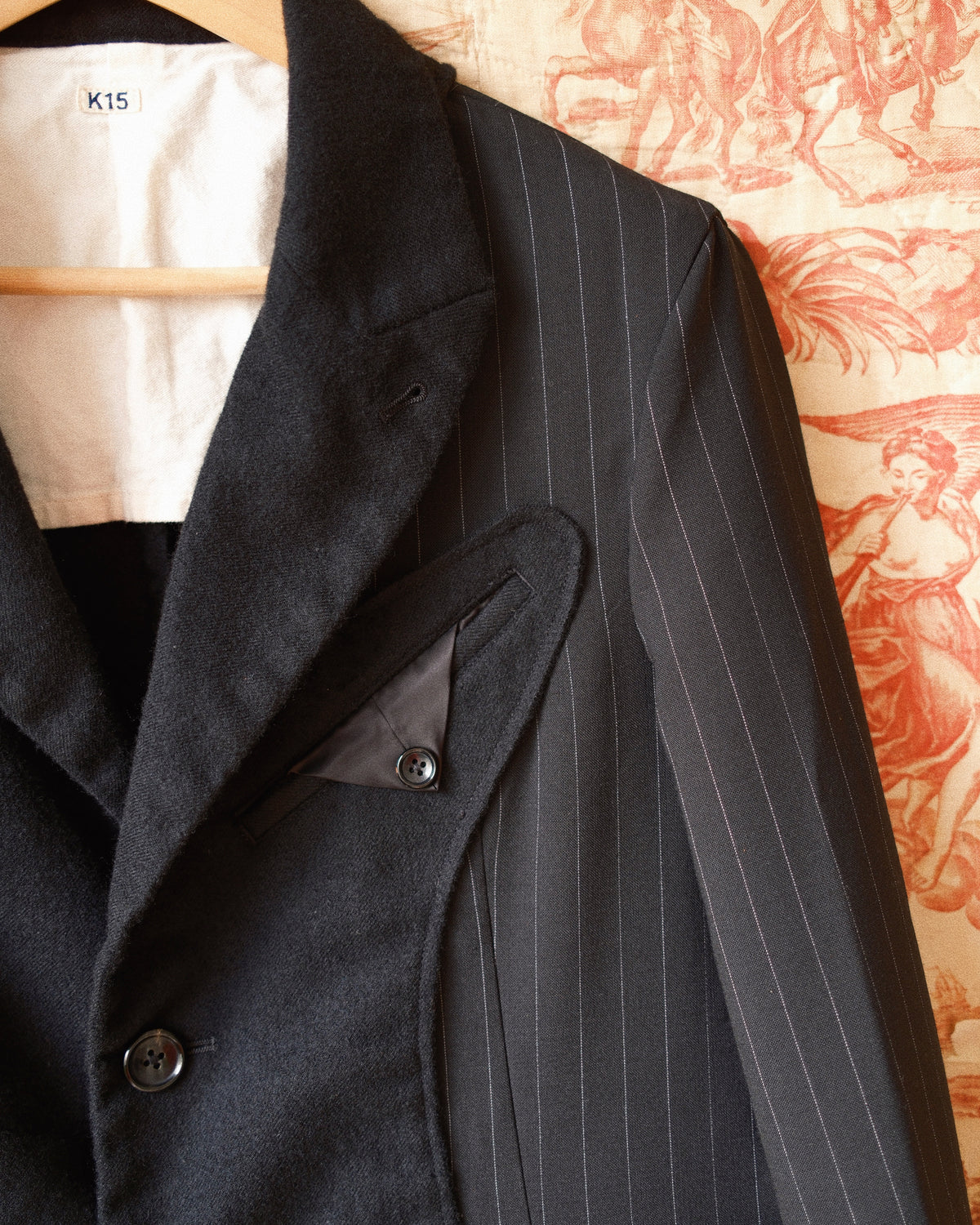 Combination boiled wool blazer Black
