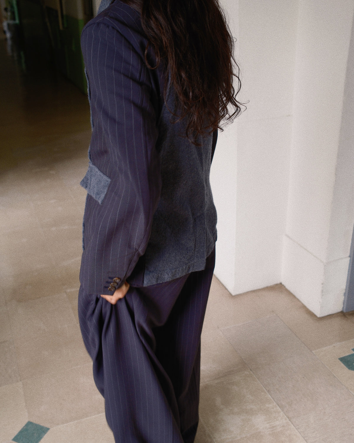 Combination boiled wool blazer Gray