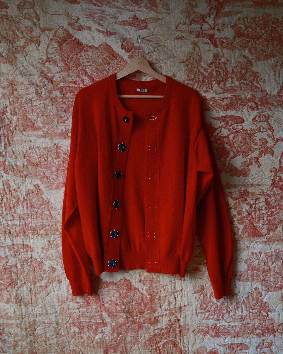 Wool knit cardigan Red