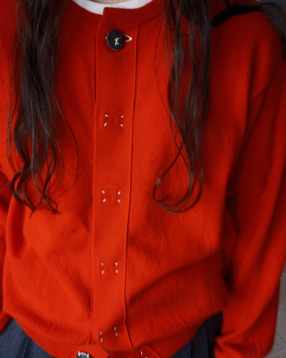 Wool knit cardigan Red