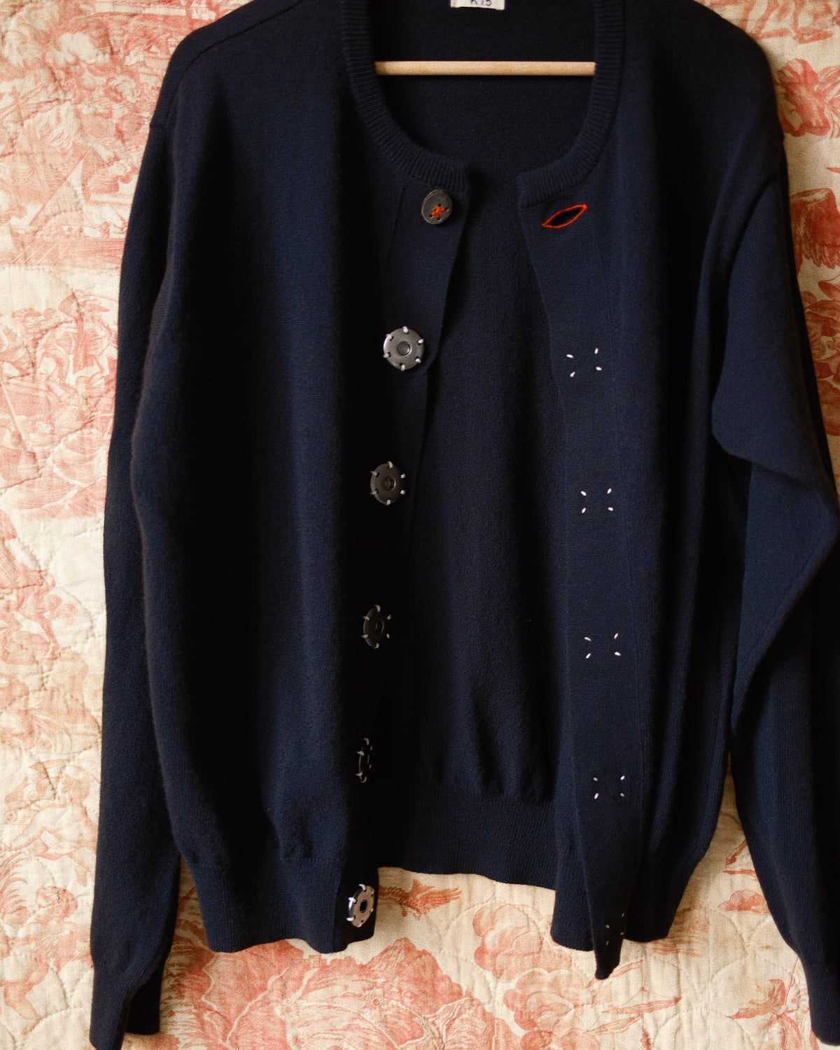 Wool knit cardigan Black