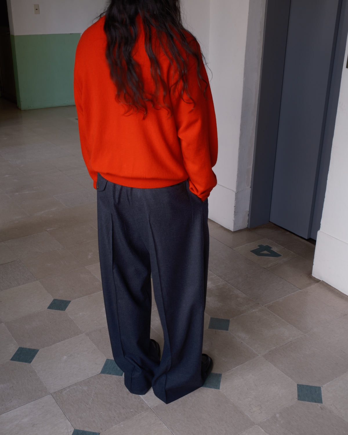 Wool knit cardigan Red