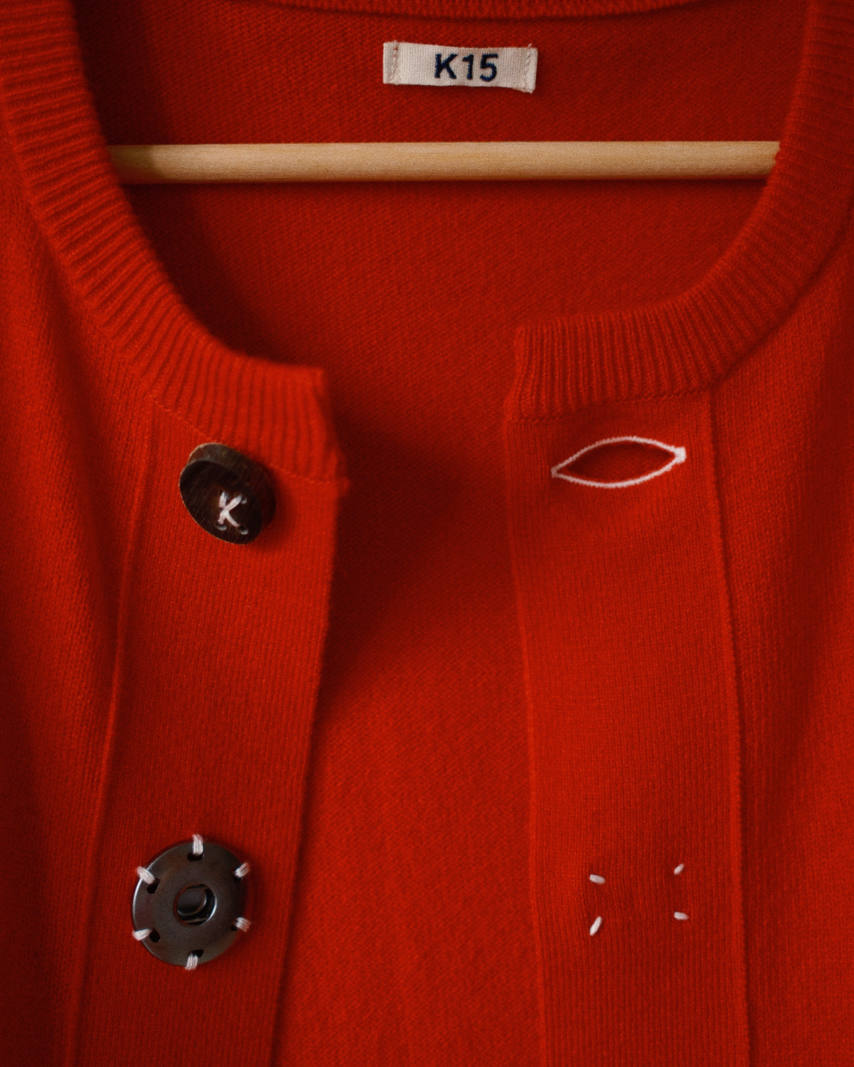 Wool knit cardigan Red