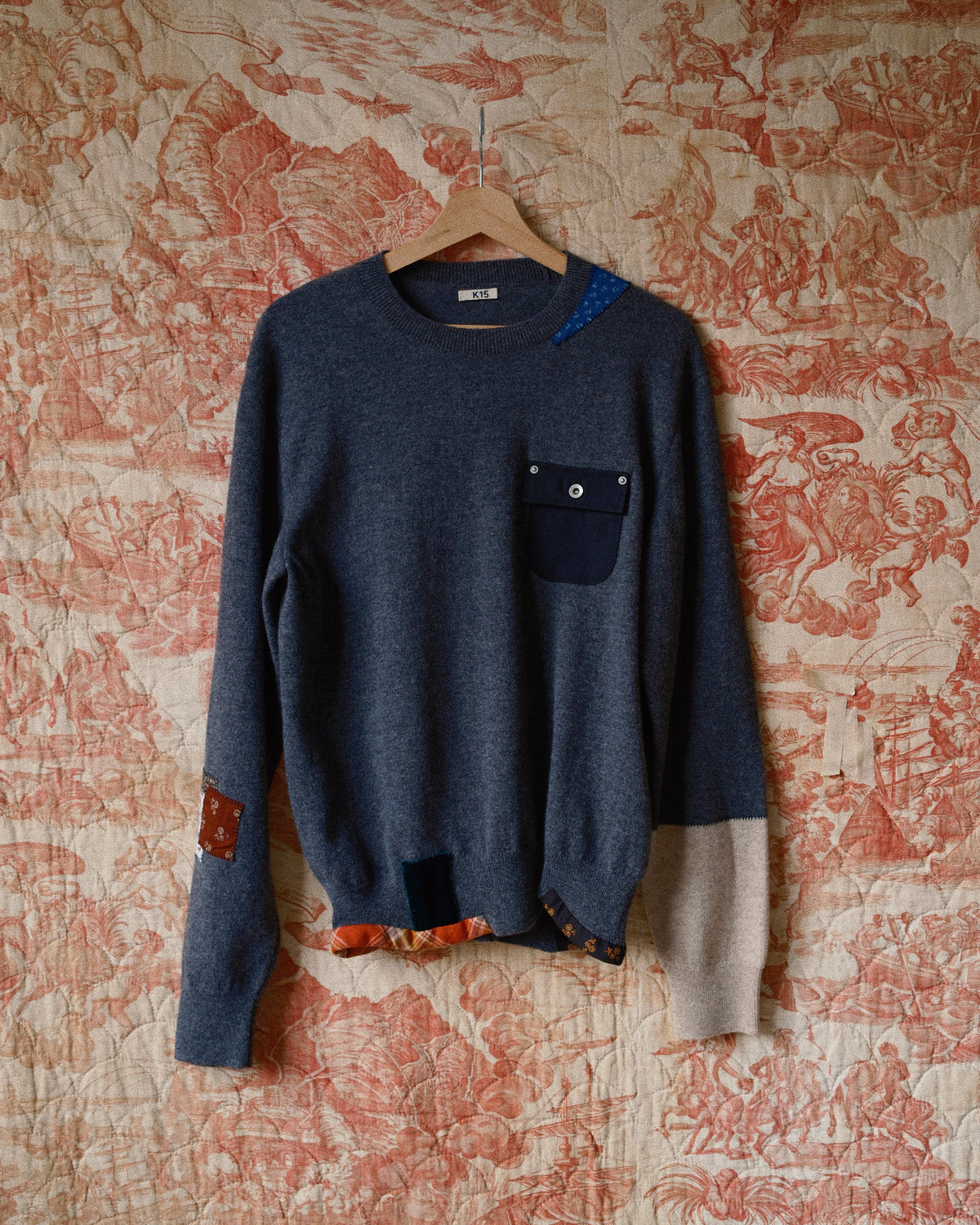 Vintage-finished wool knit pullover Charcoal