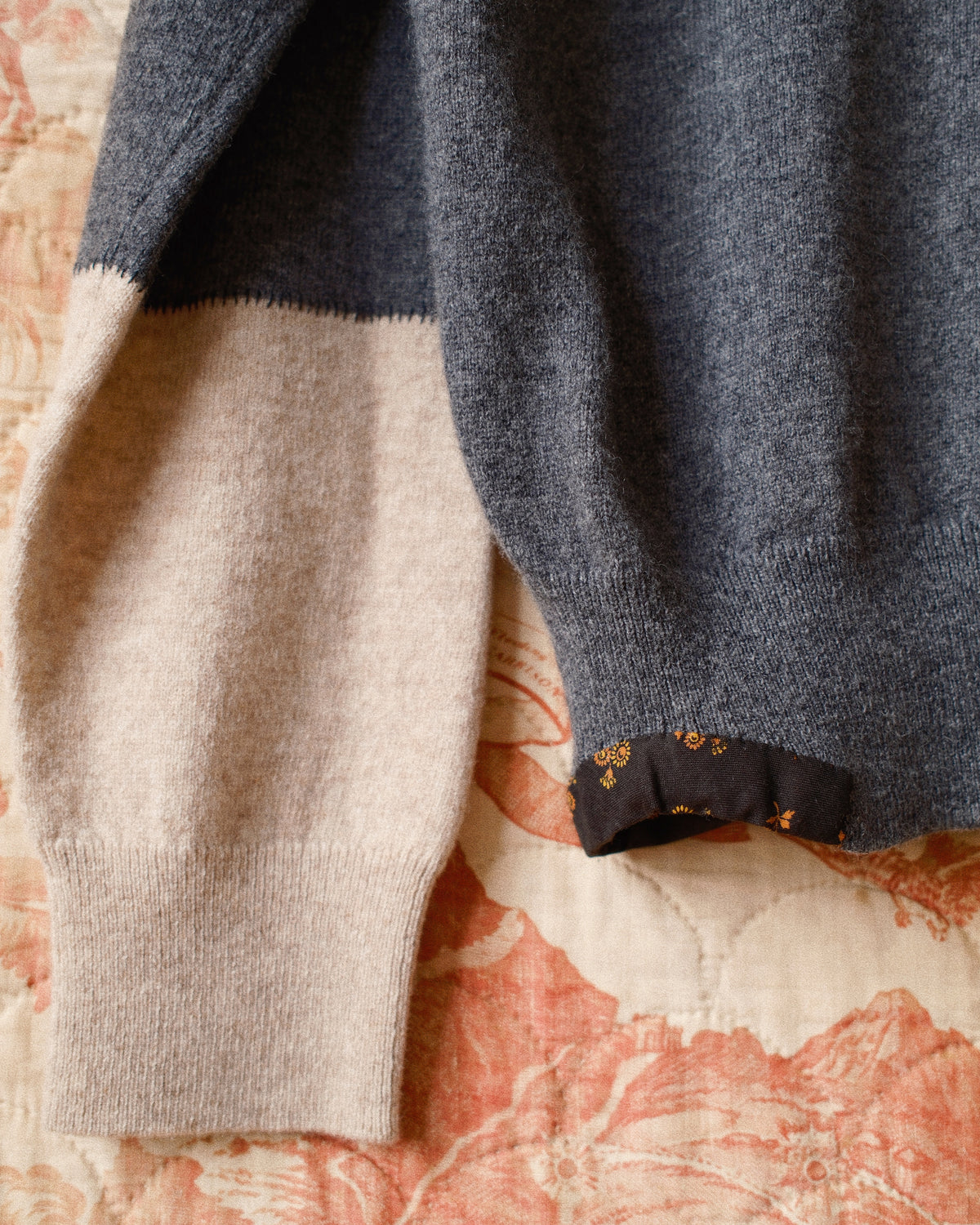Vintage-finished wool knit pullover Charcoal