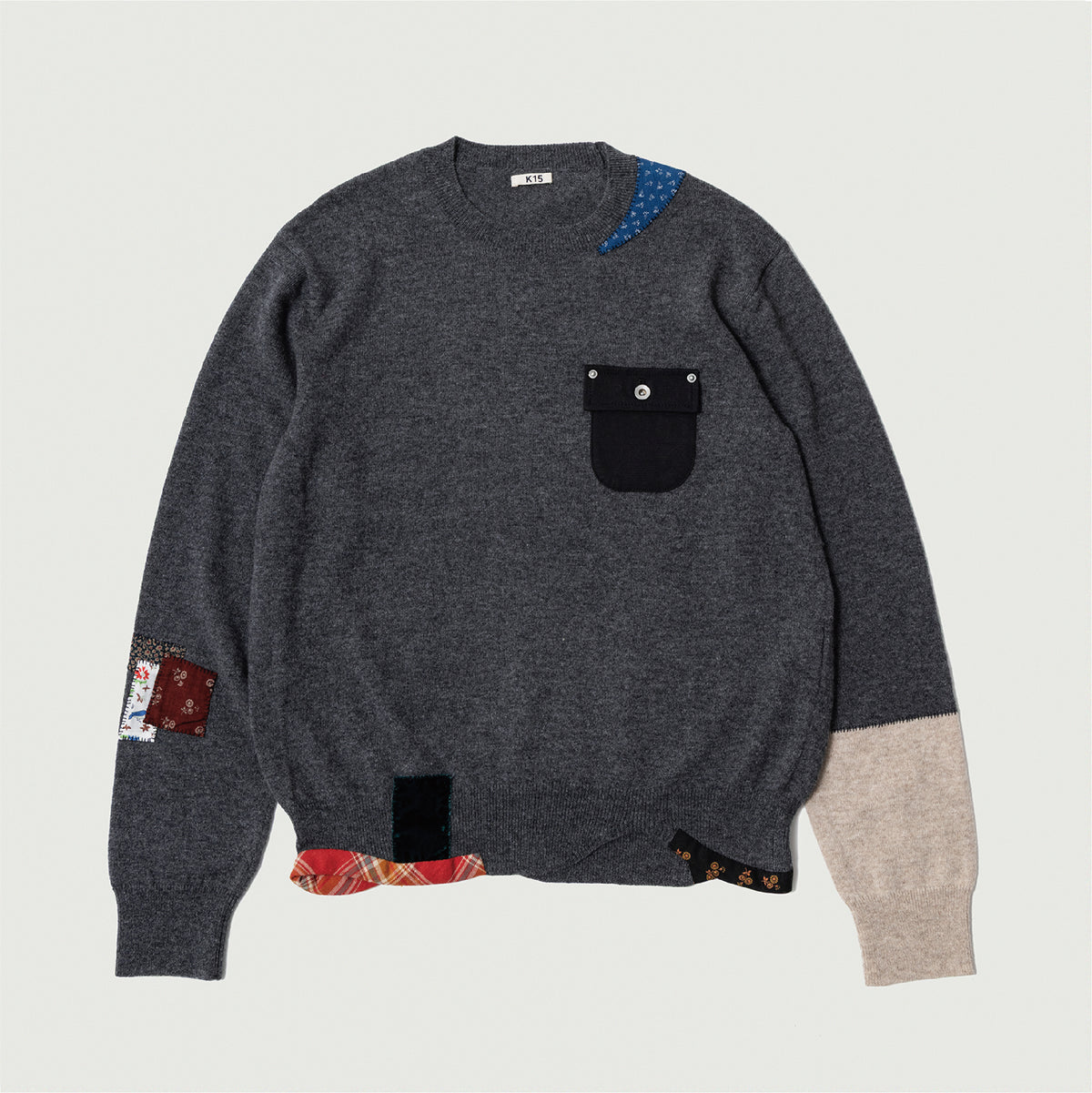 Vintage-finished wool knit pullover Charcoal