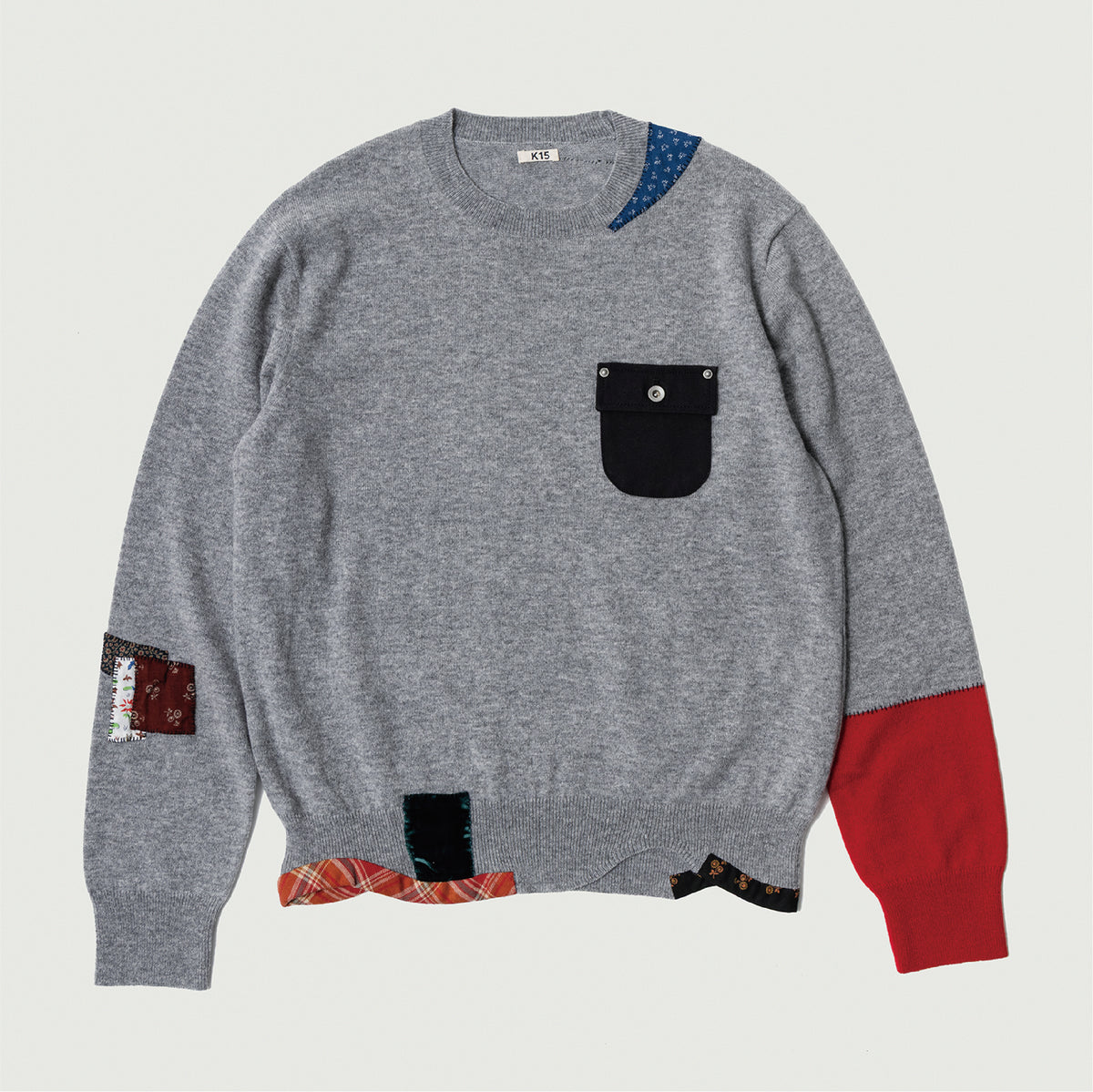 Vintage-finished wool knit pullover Gray