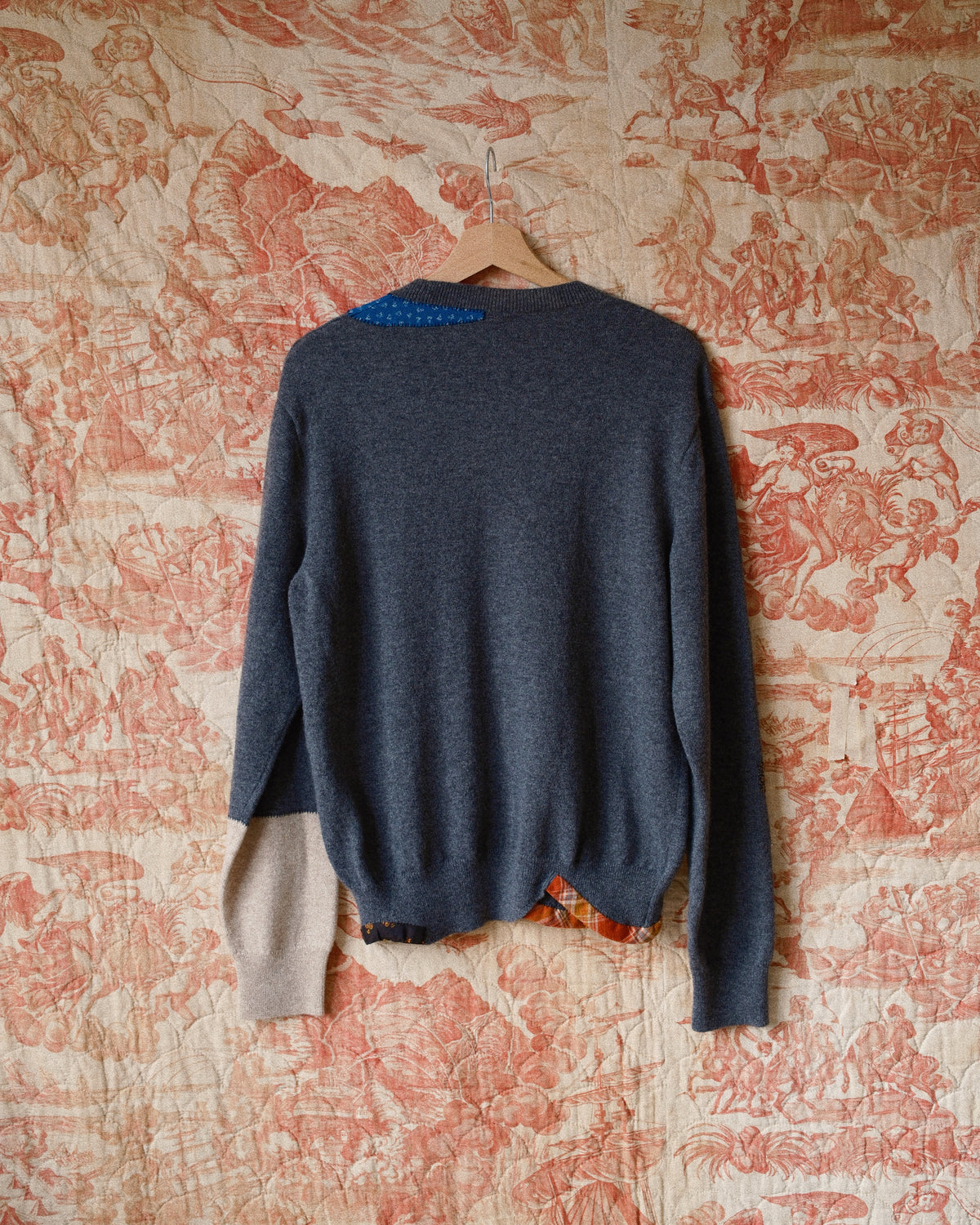 Vintage-finished wool knit pullover Charcoal