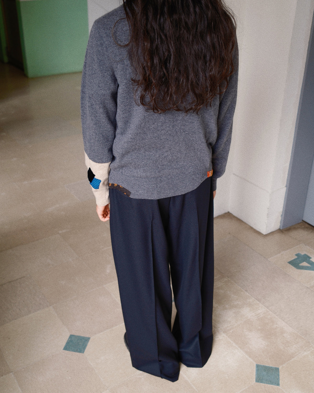 Vintage-finished wool knit pullover Charcoal