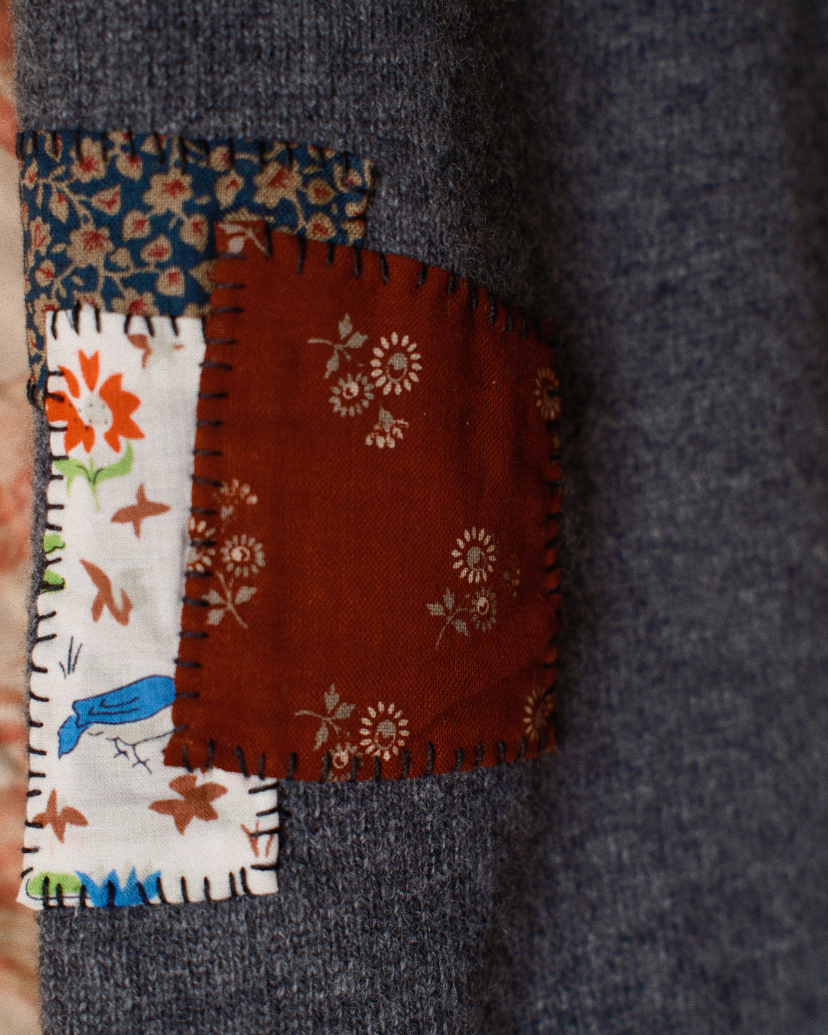 Vintage-finished wool knit pullover Charcoal