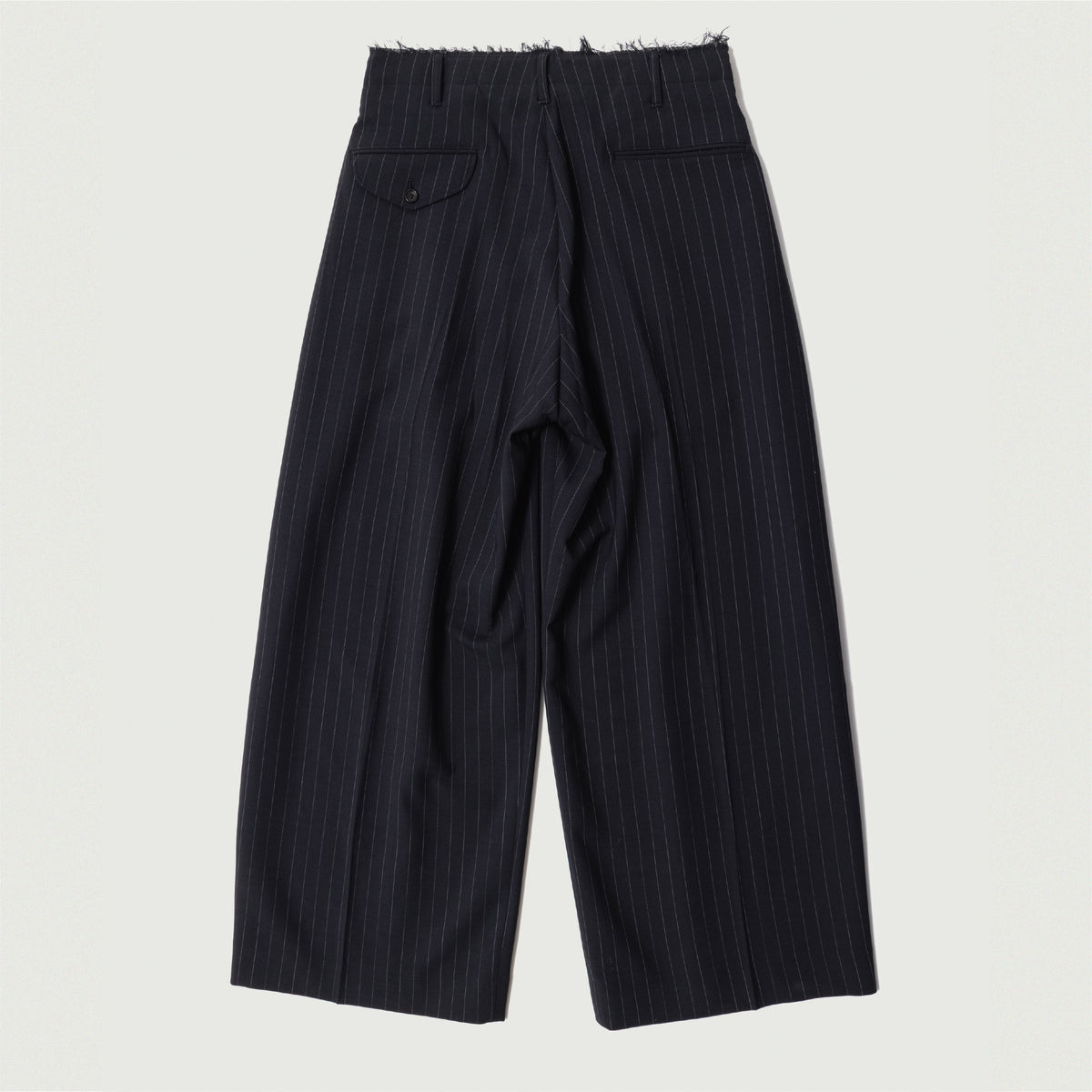 Pleats Bonded Wool Pants Navy