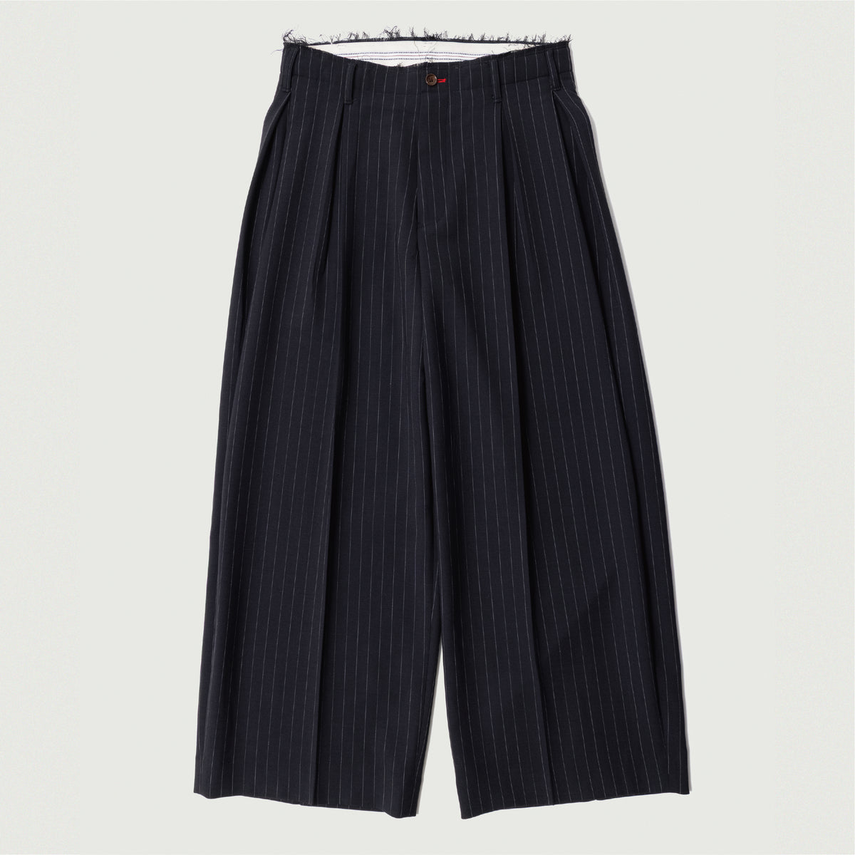Pleats Bonded Wool Pants Navy