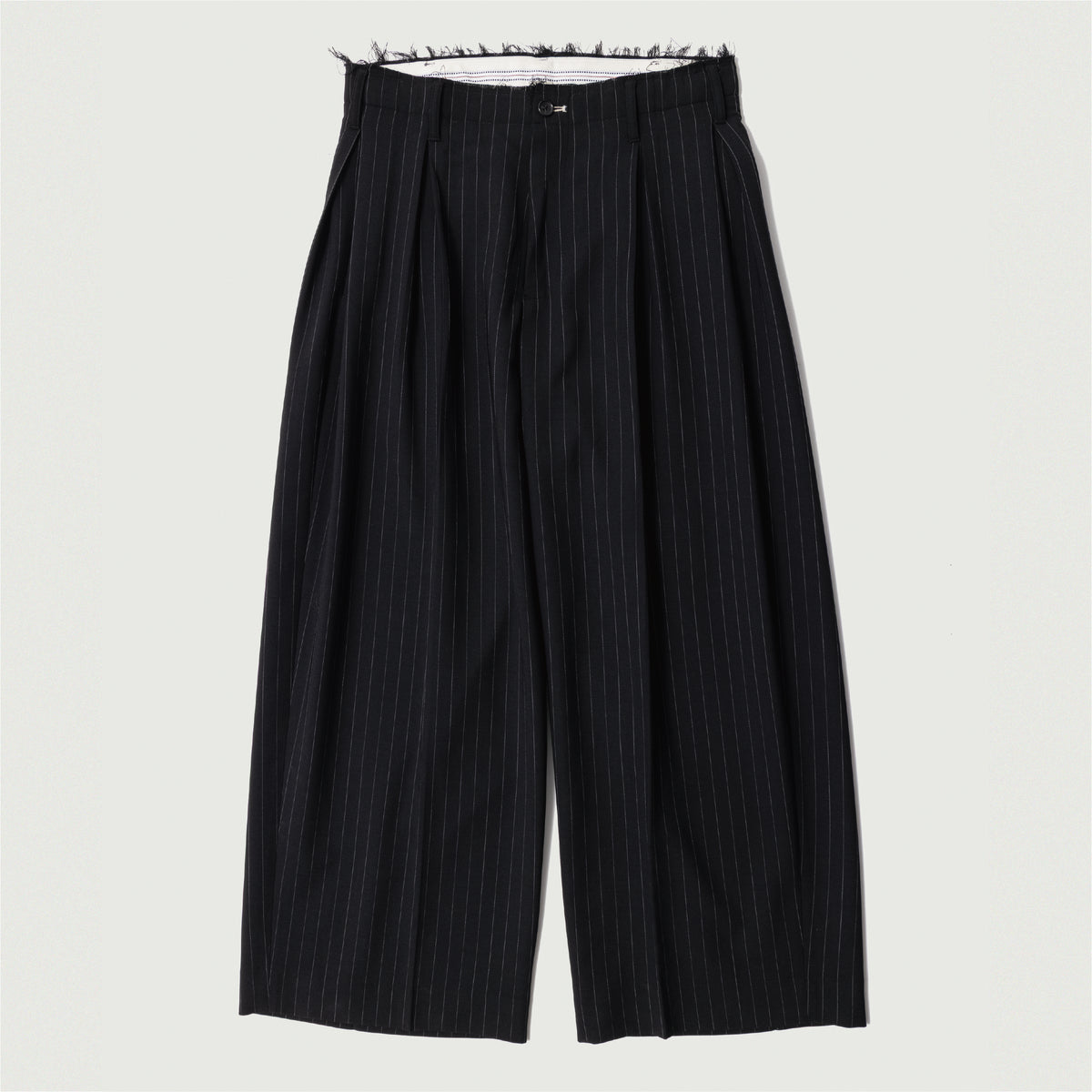 Pleats Bonded Wool Pants Black