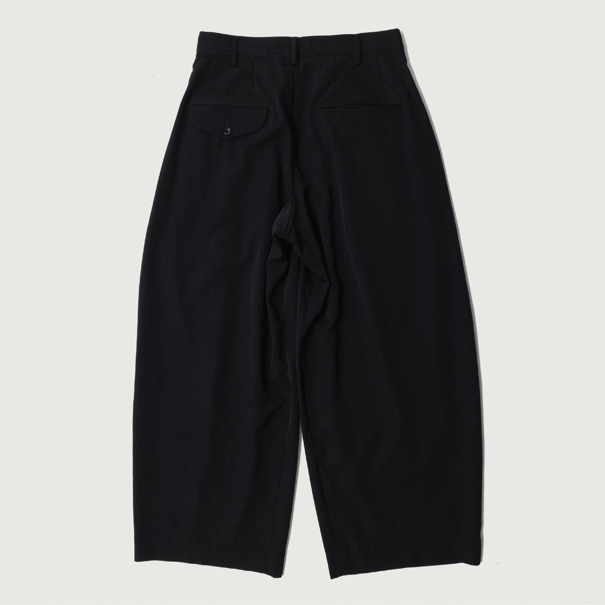 Gather-detail Wool Gabardine Pants Black