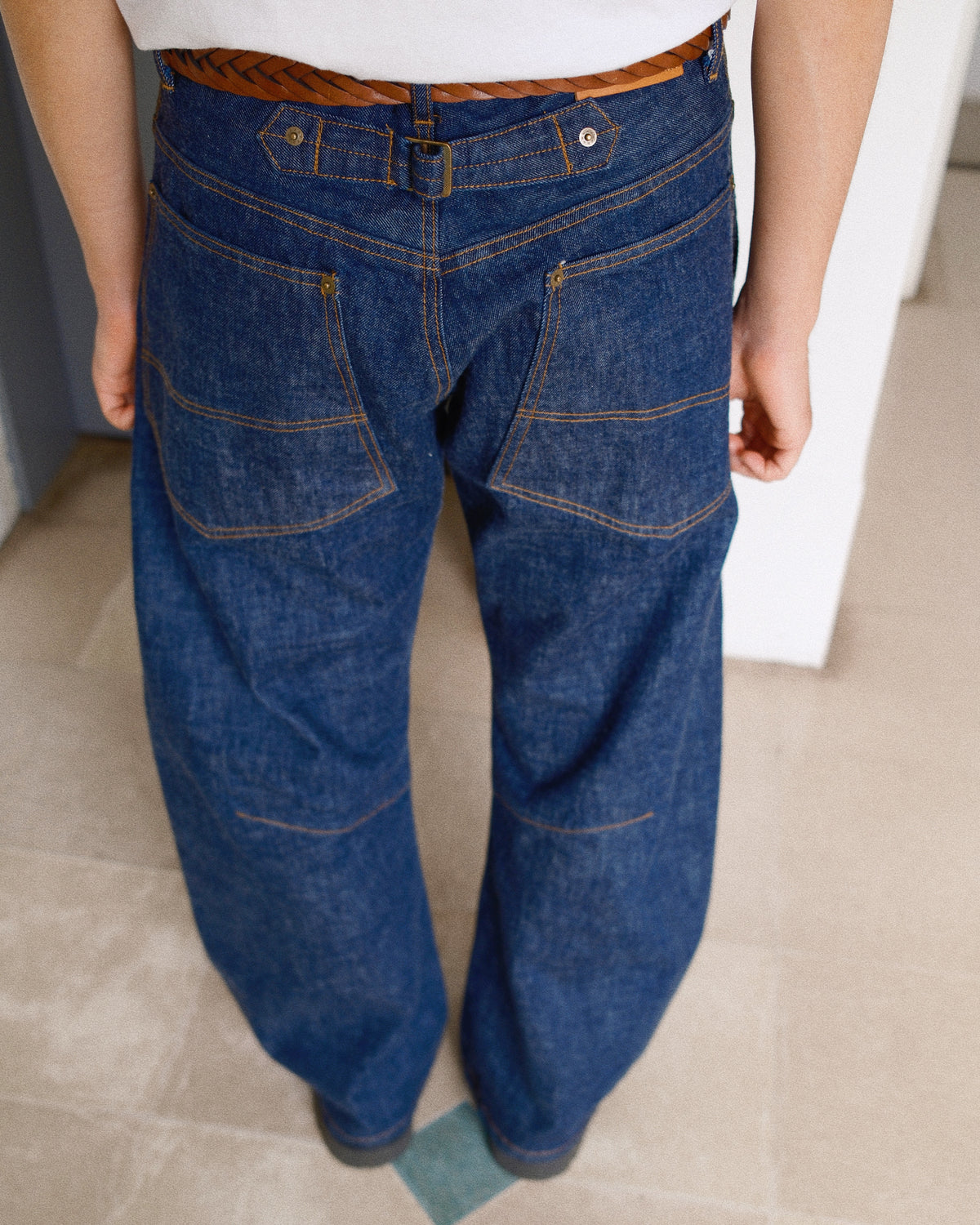 3D Cutting Denim Pants Indigo