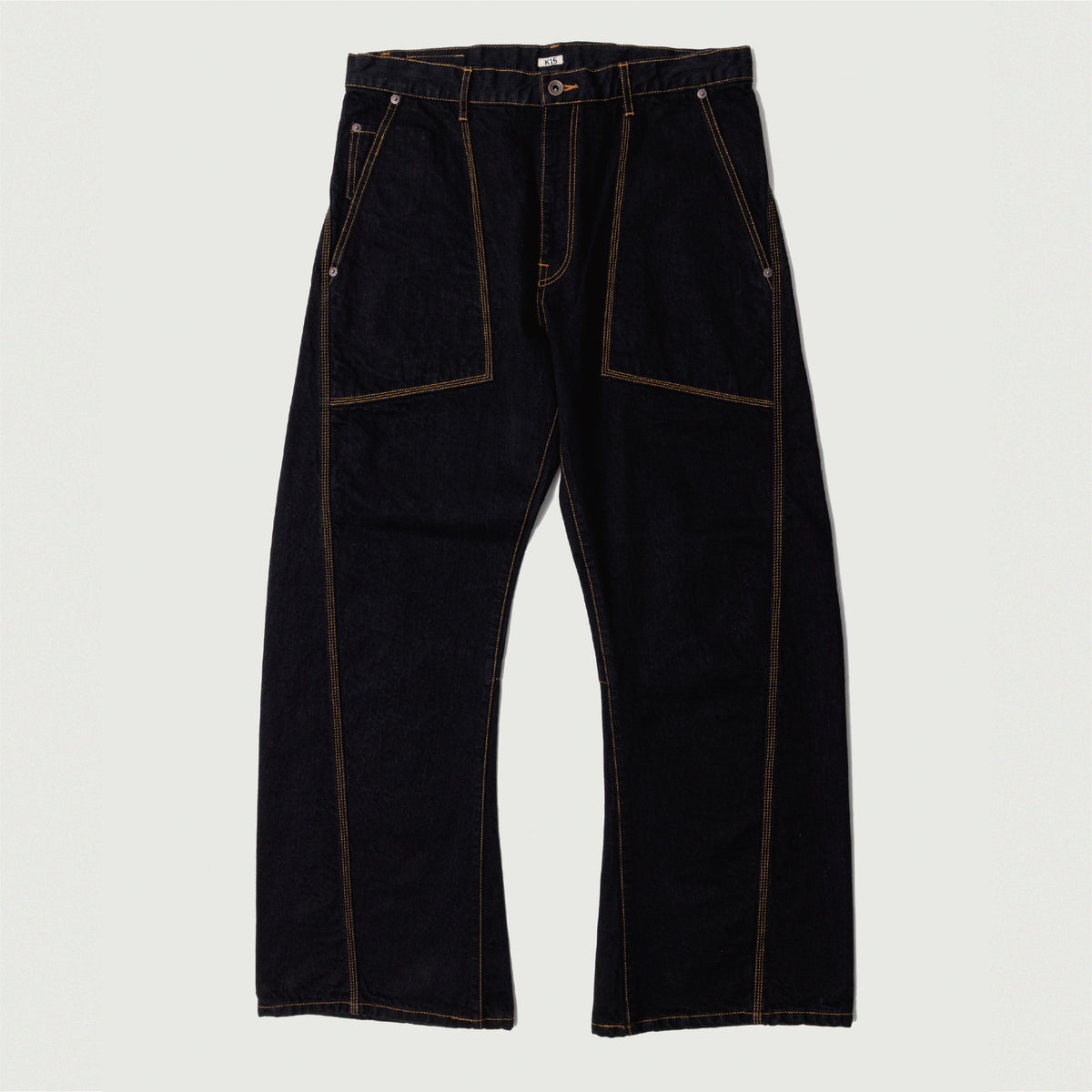 3D Cutting Denim Pants Black