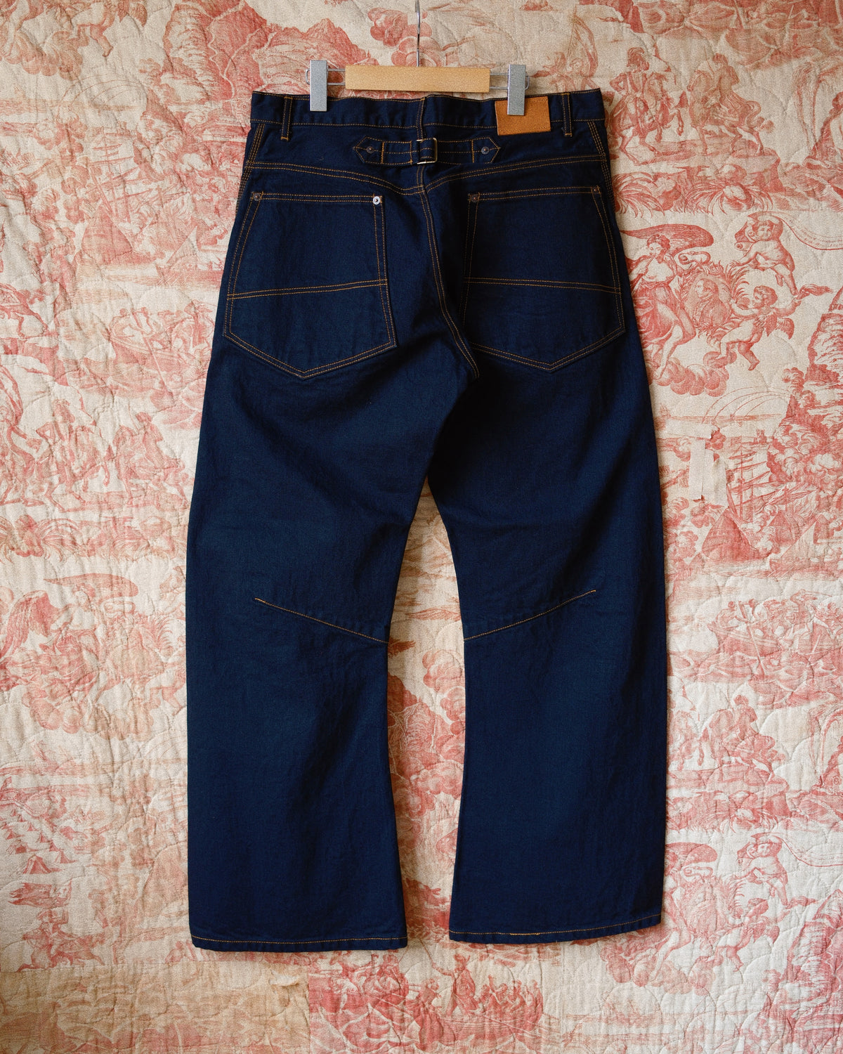 3D Cutting Denim Pants Black