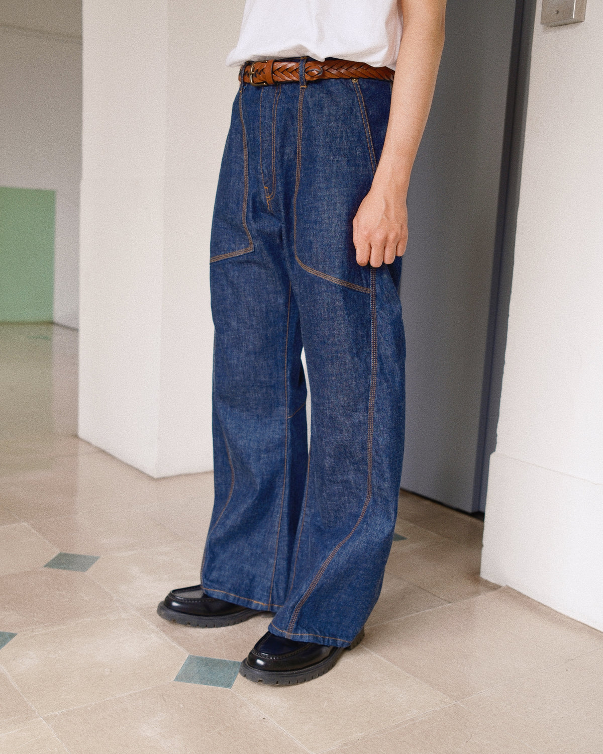 3D Cutting Denim Pants Indigo