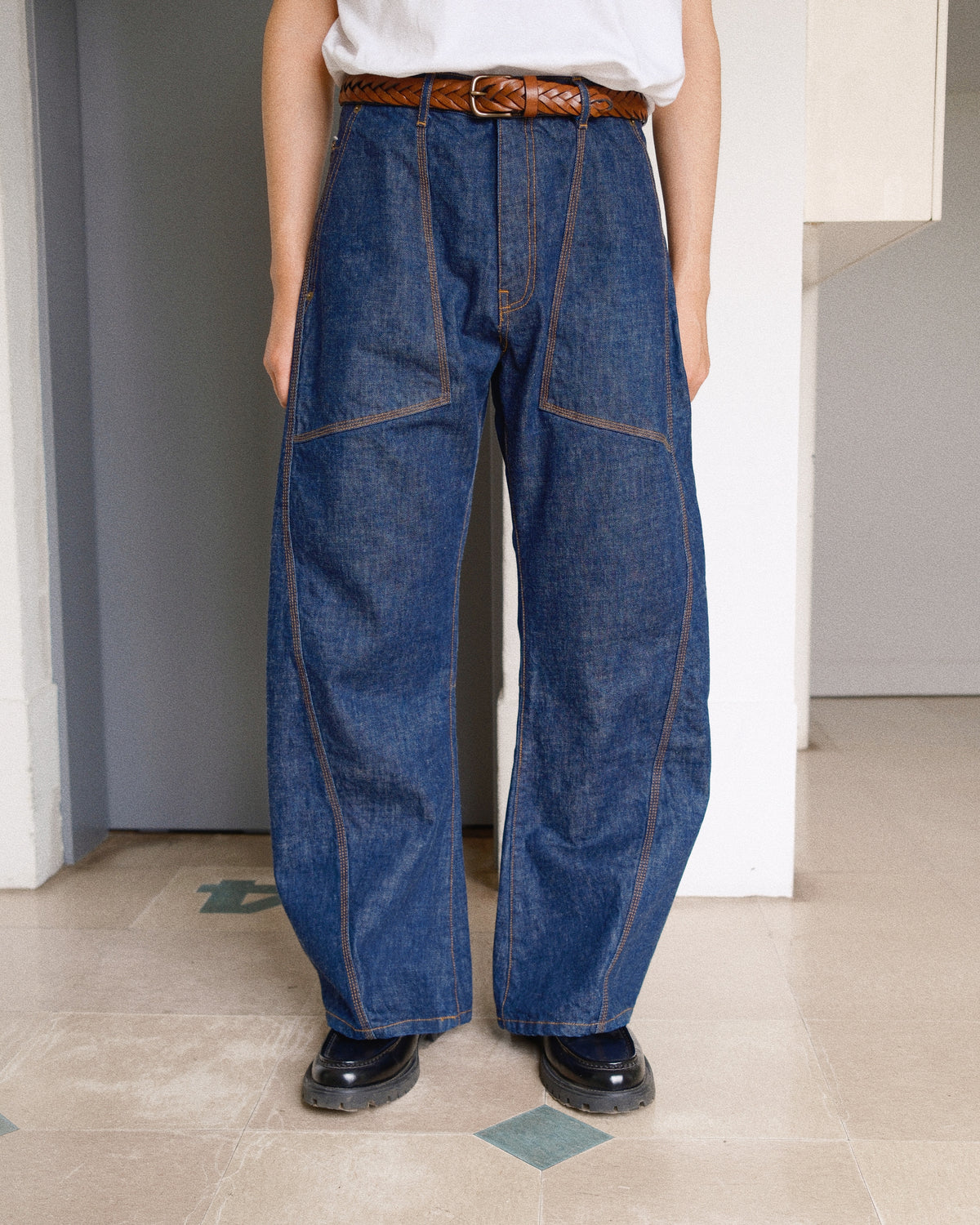 3D Cutting Denim Pants Indigo