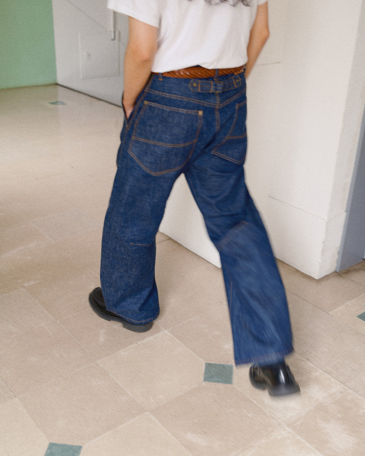 3D Cutting Denim Pants Indigo