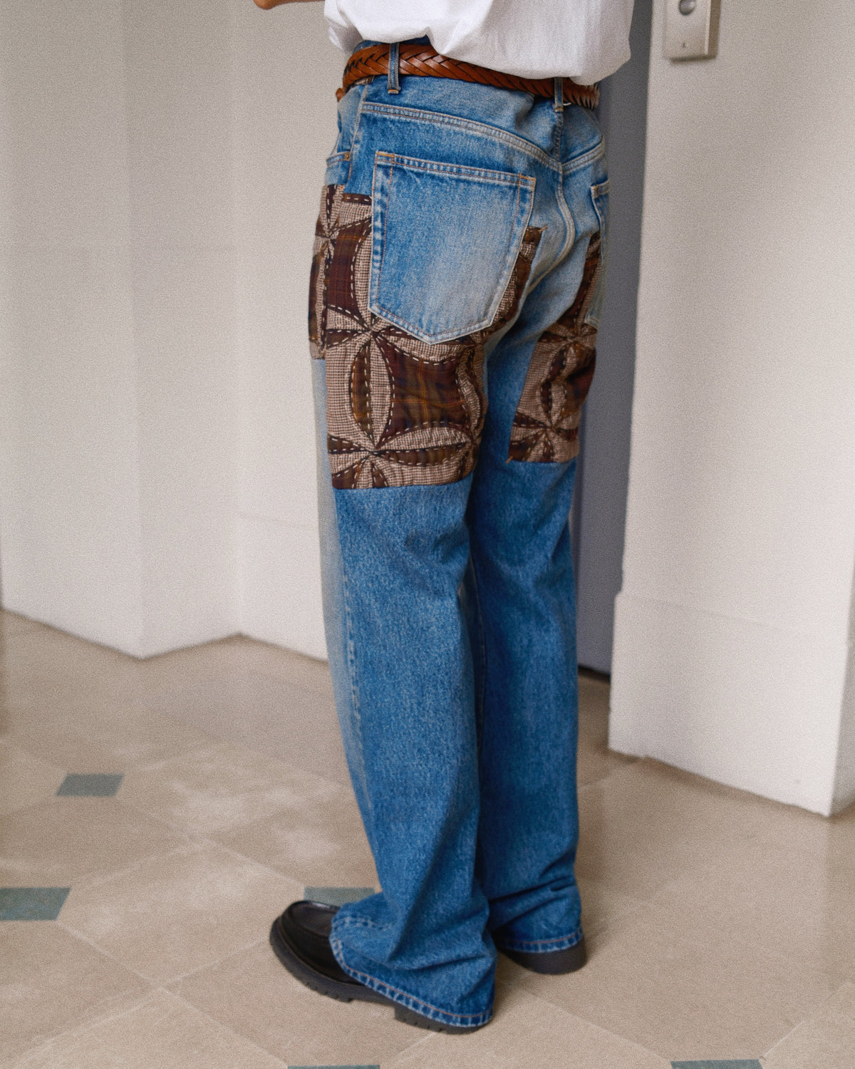 Quilt denim pants Indigo
