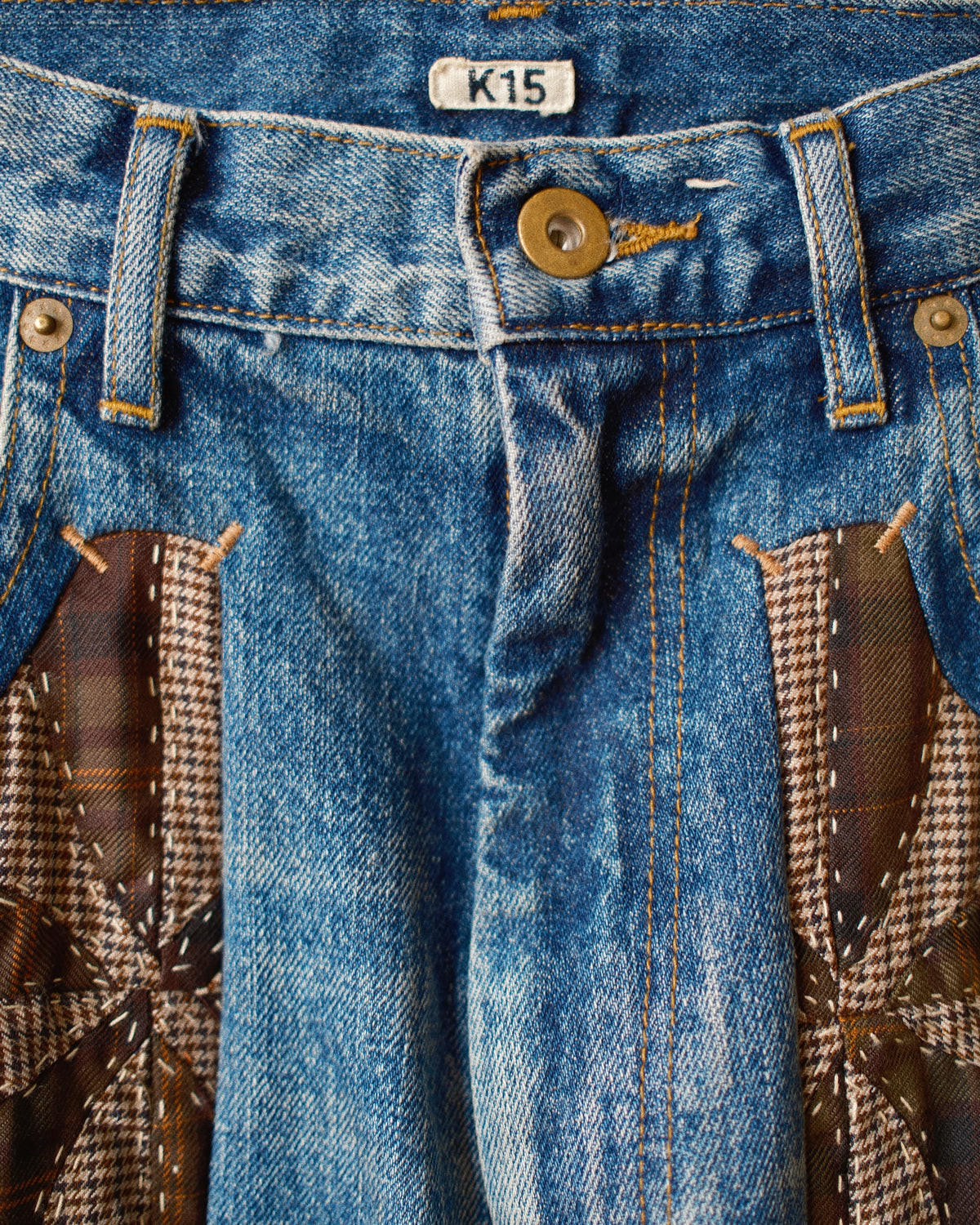 Quilt denim pants Indigo
