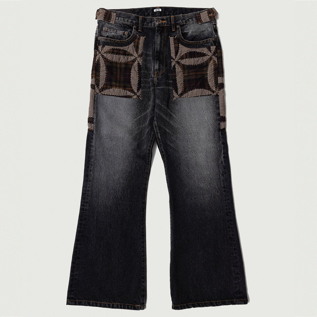Quilt denim pants Black