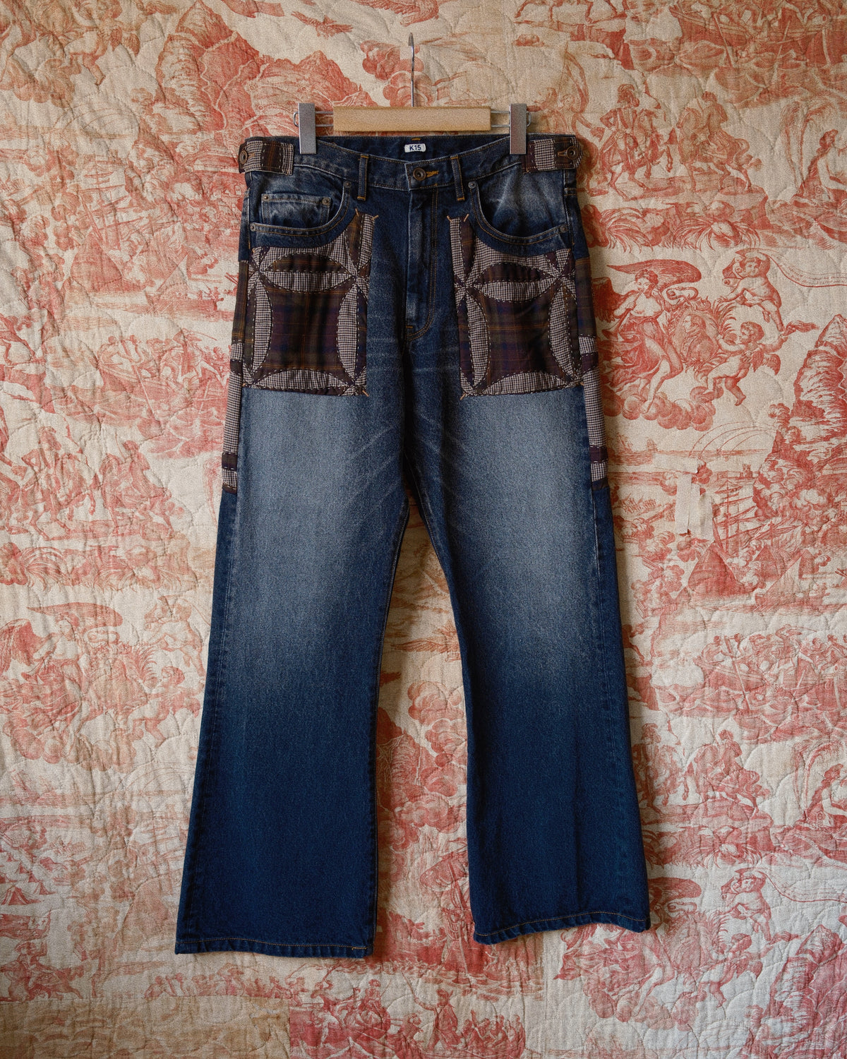Quilt denim pants Black