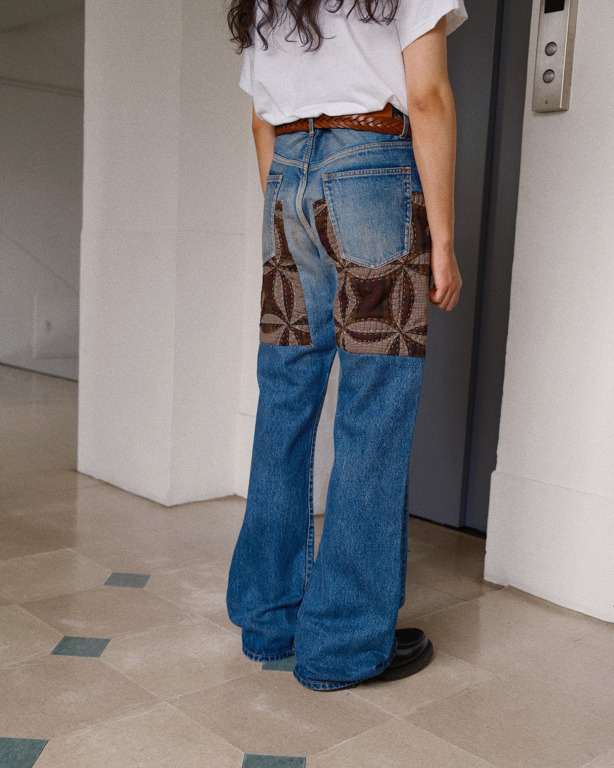 Quilt denim pants Indigo