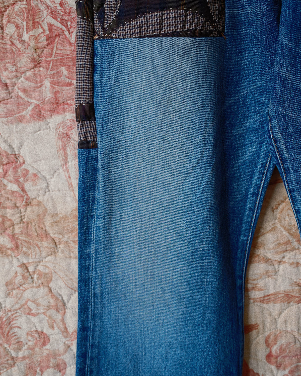 Quilt denim pants Indigo