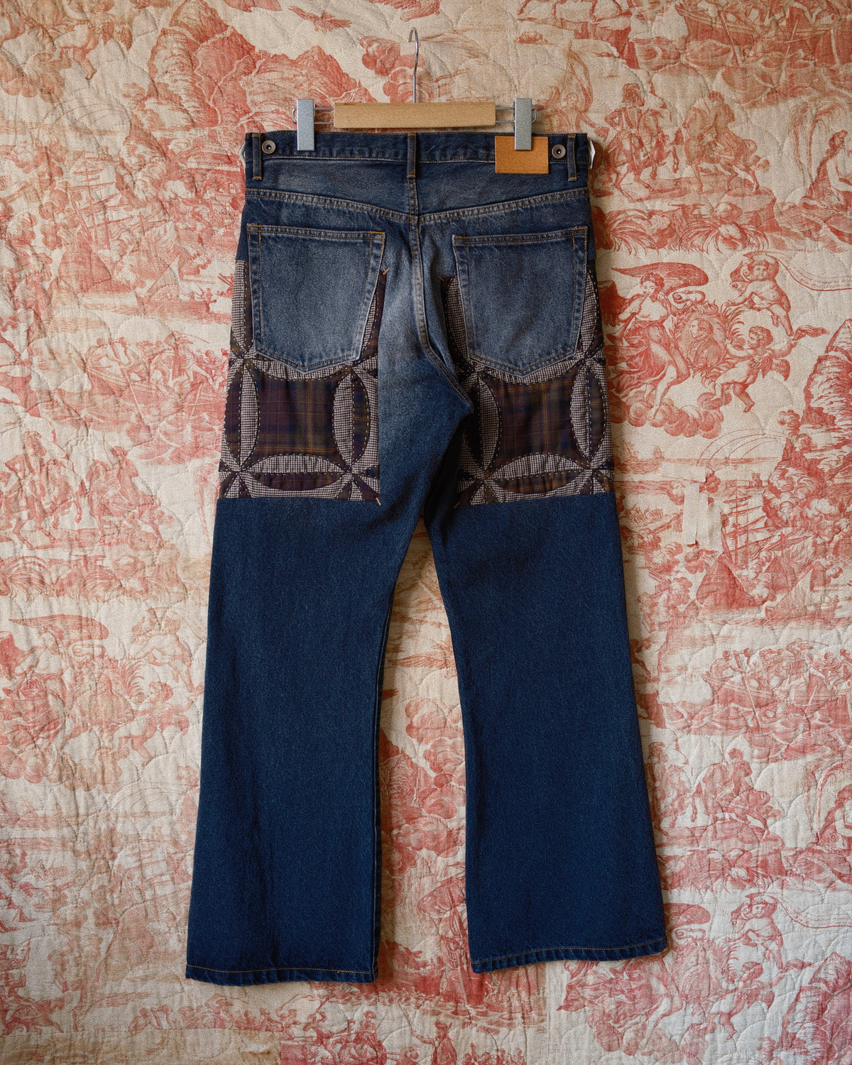 Quilt denim pants Black