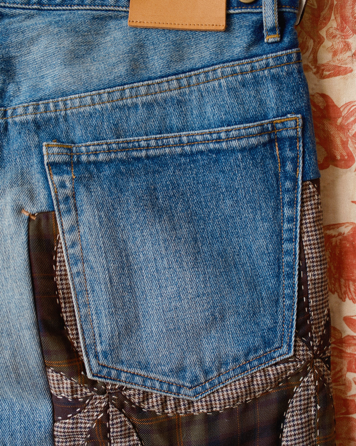 Quilt denim pants Indigo