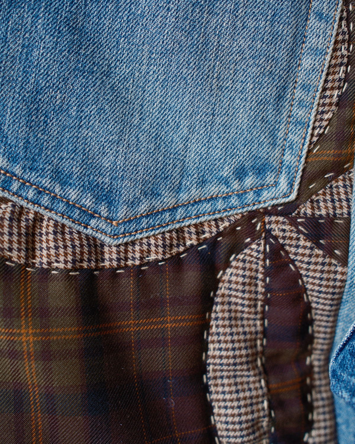 Quilt denim pants Indigo