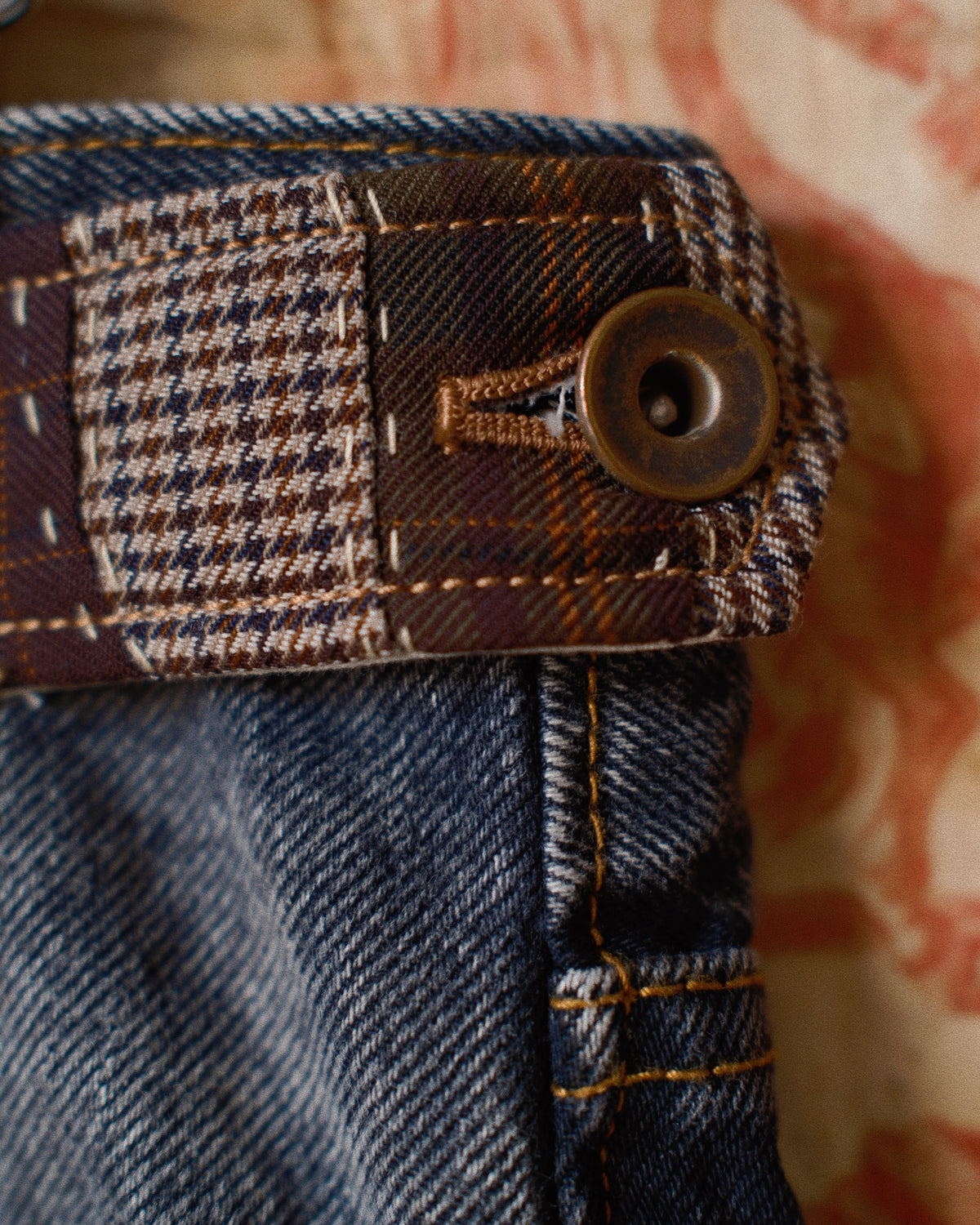 Quilt denim pants Black