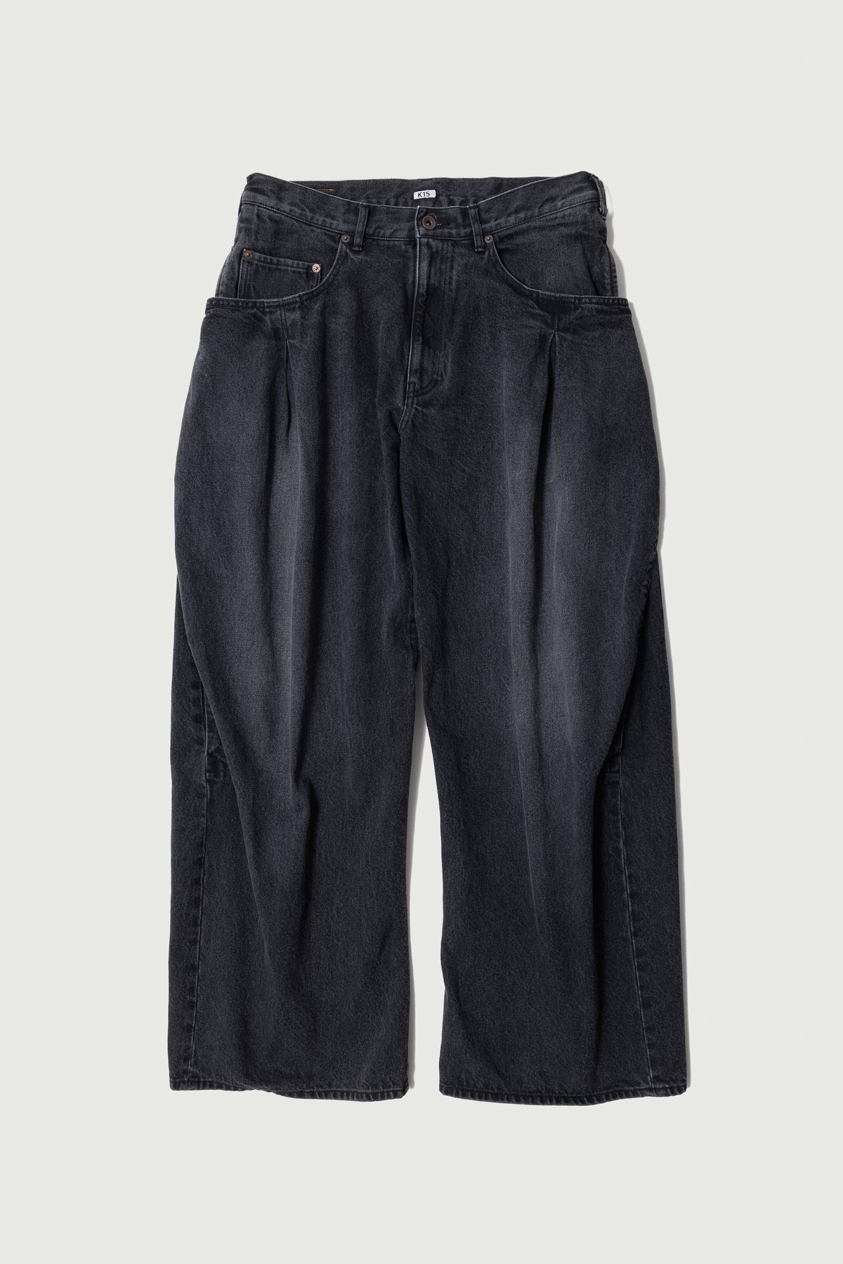 3D Cutting Denim Pants Black