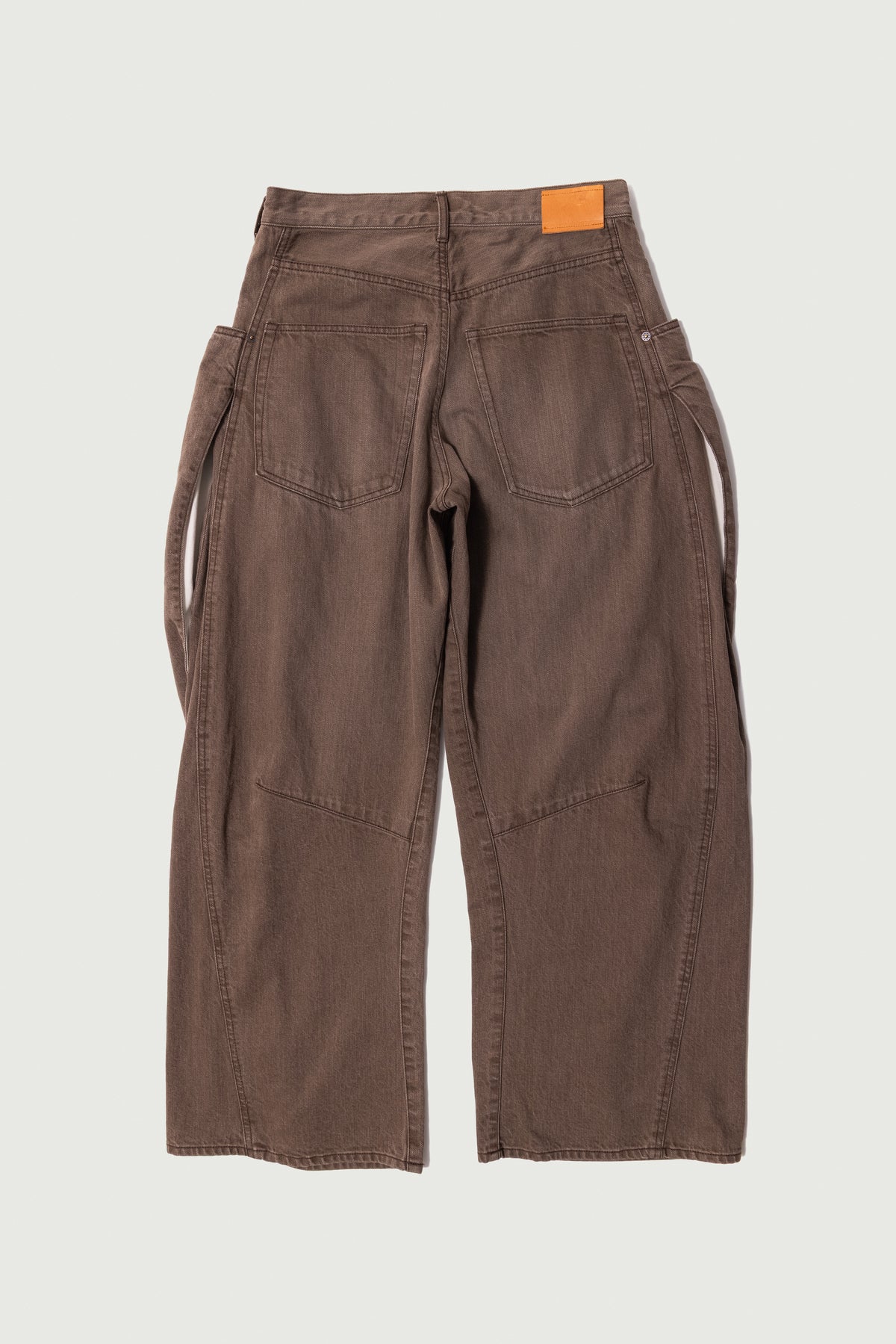 3D Cutting Denim Pants Brown
