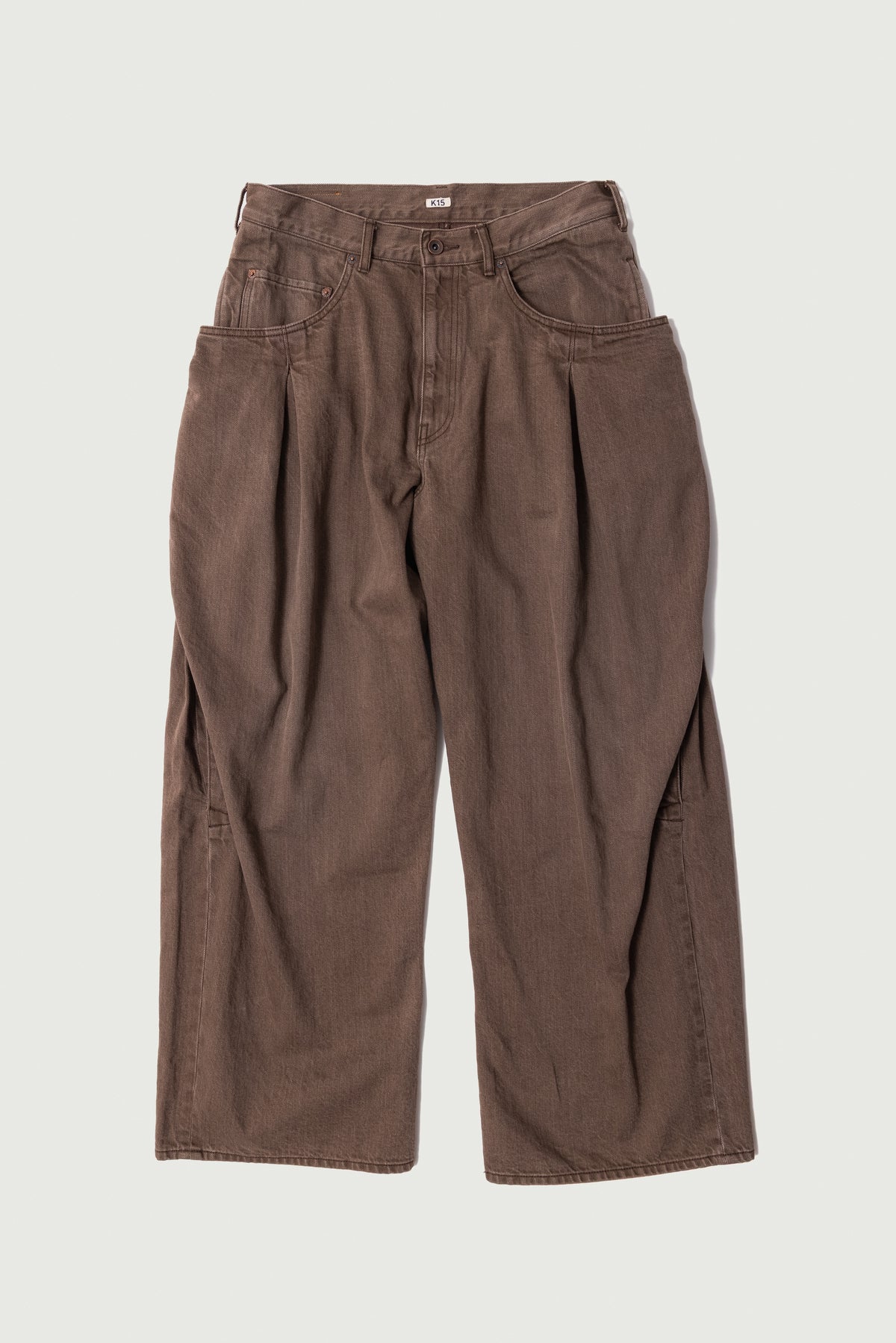 3D Cutting Denim Pants Brown
