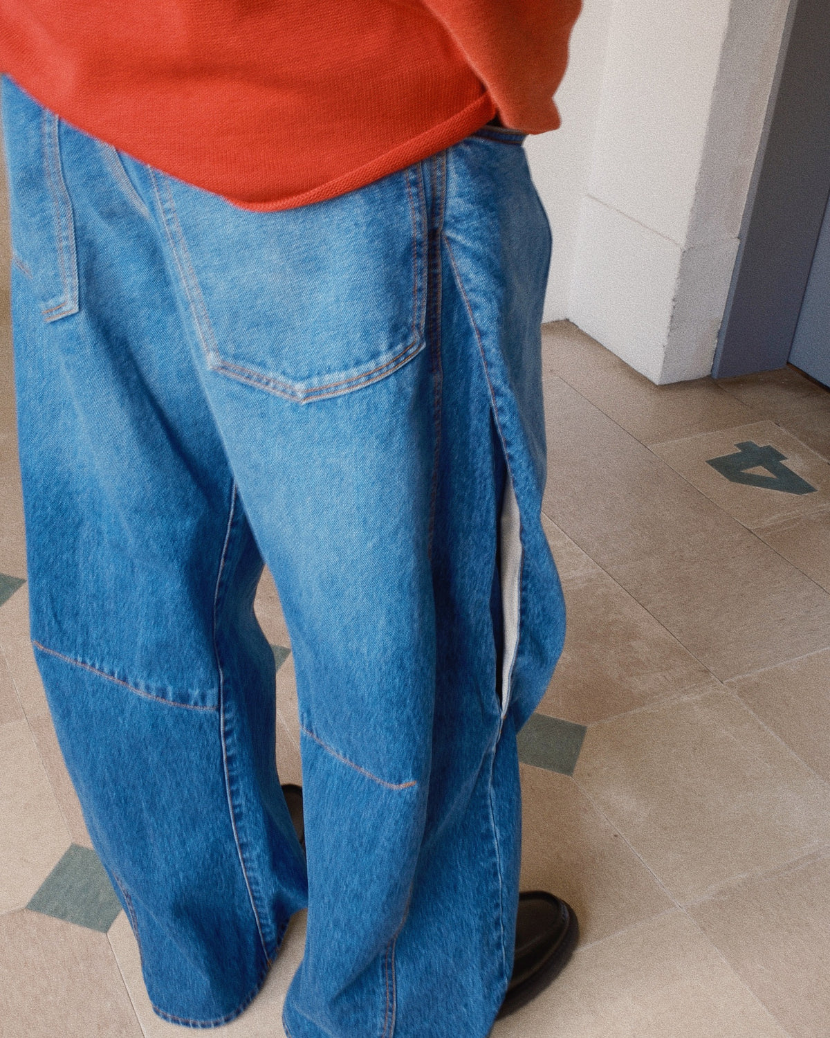 3D Cutting Denim Pants Indigo