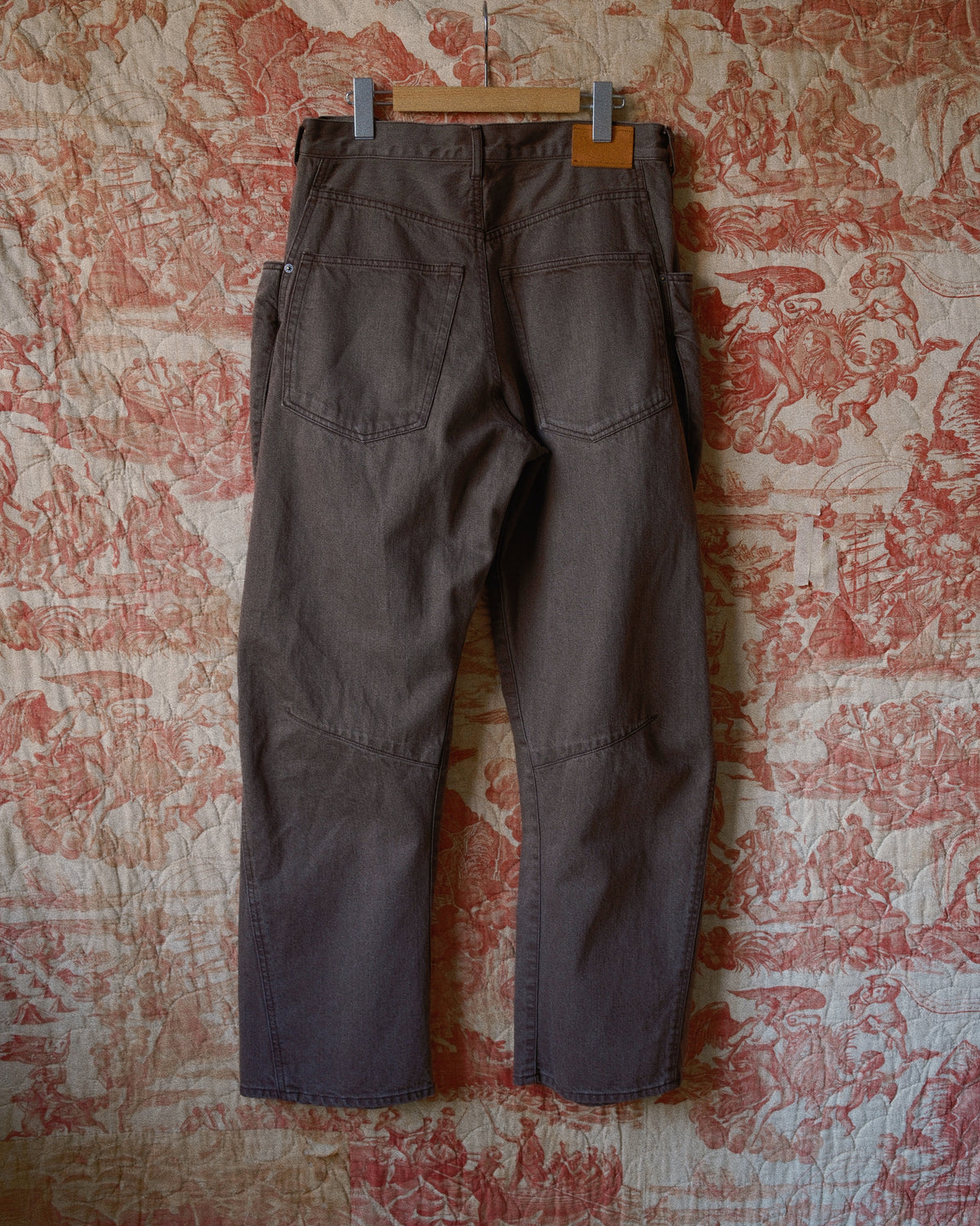 3D Cutting Denim Pants Brown