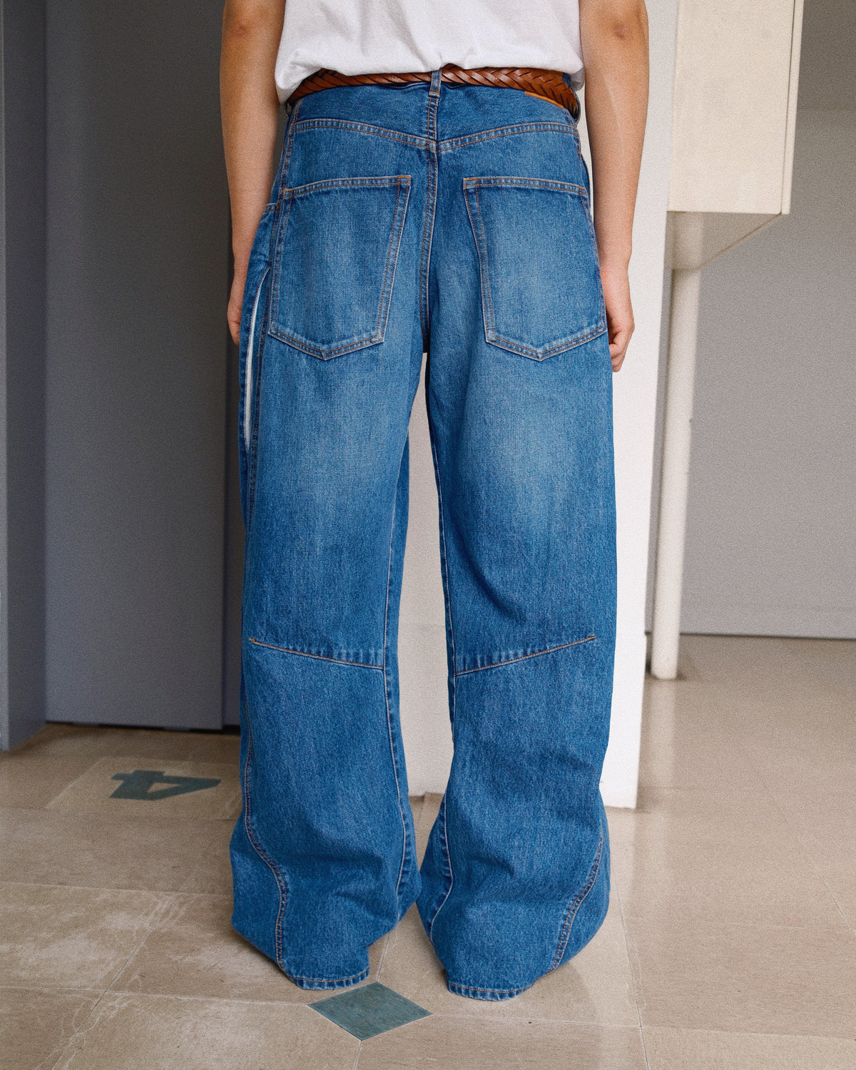 3D Cutting Denim Pants Indigo